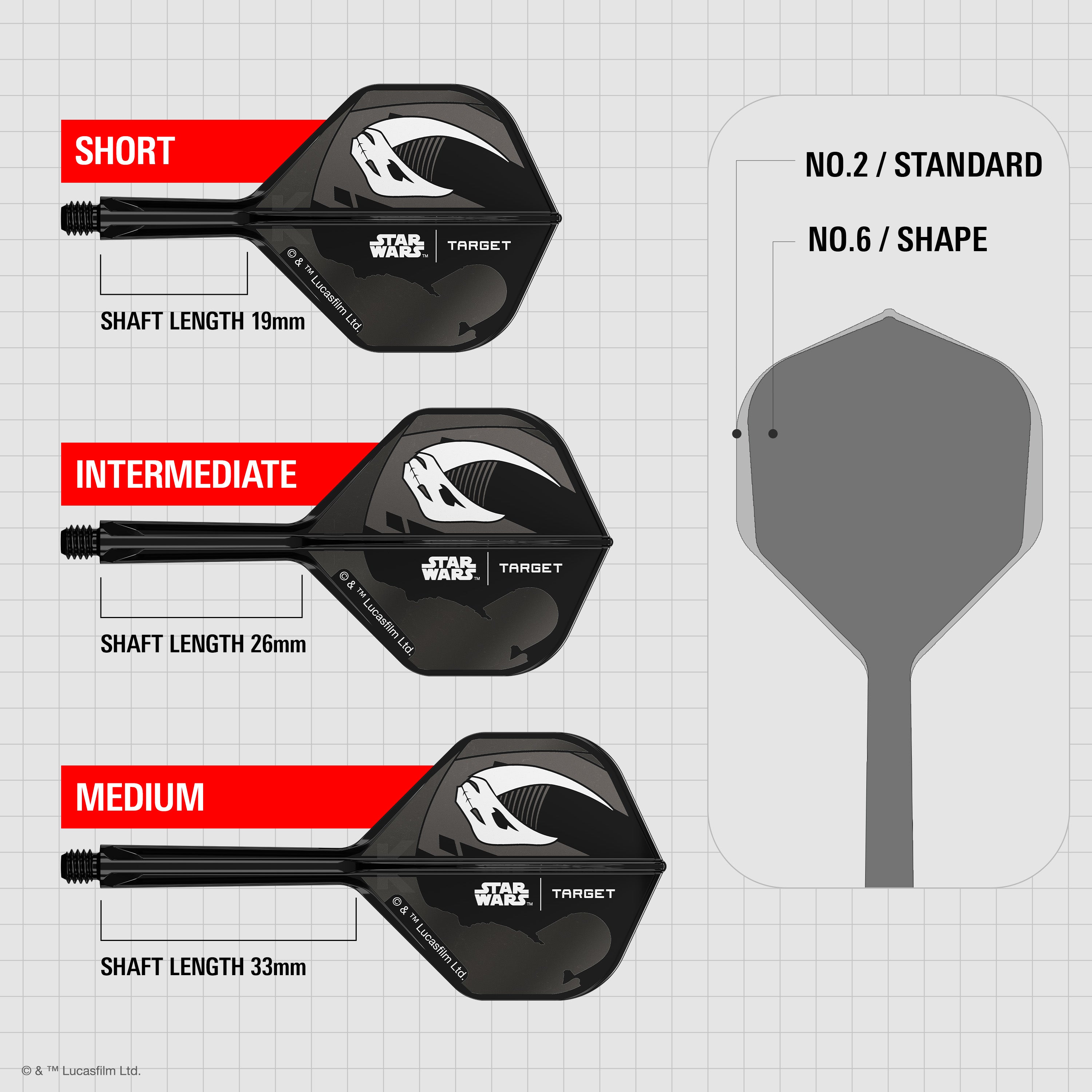 Target Darts Star Wars - Mandalorian K-Flex Dart Flights & Shafts - No2 Shape - Gift Set - 2 Sets Included