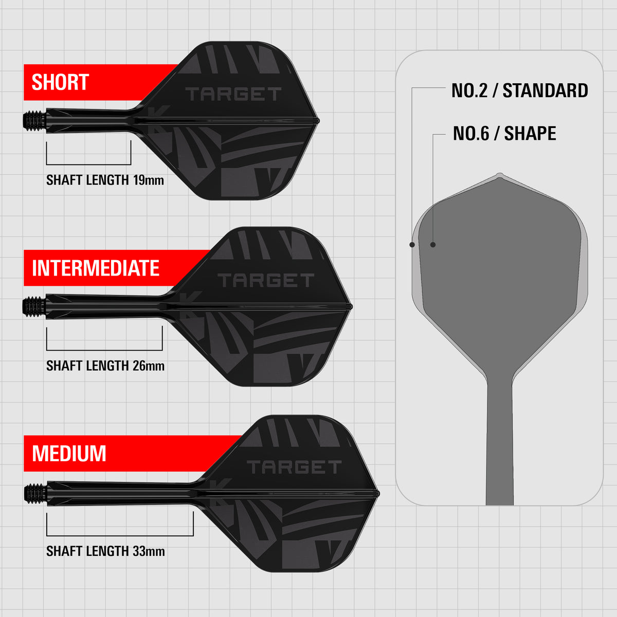 Target K-Flex - Black Print - No2 Shape - Flight & Shaft System