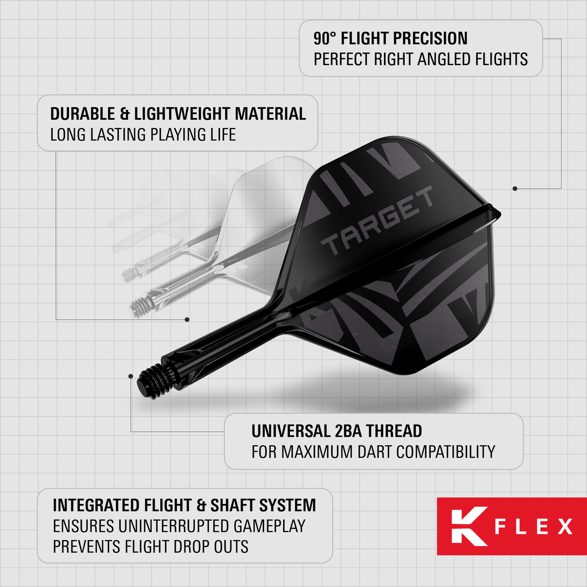Target K-Flex - Black Print - No2 Shape - Flight & Shaft System