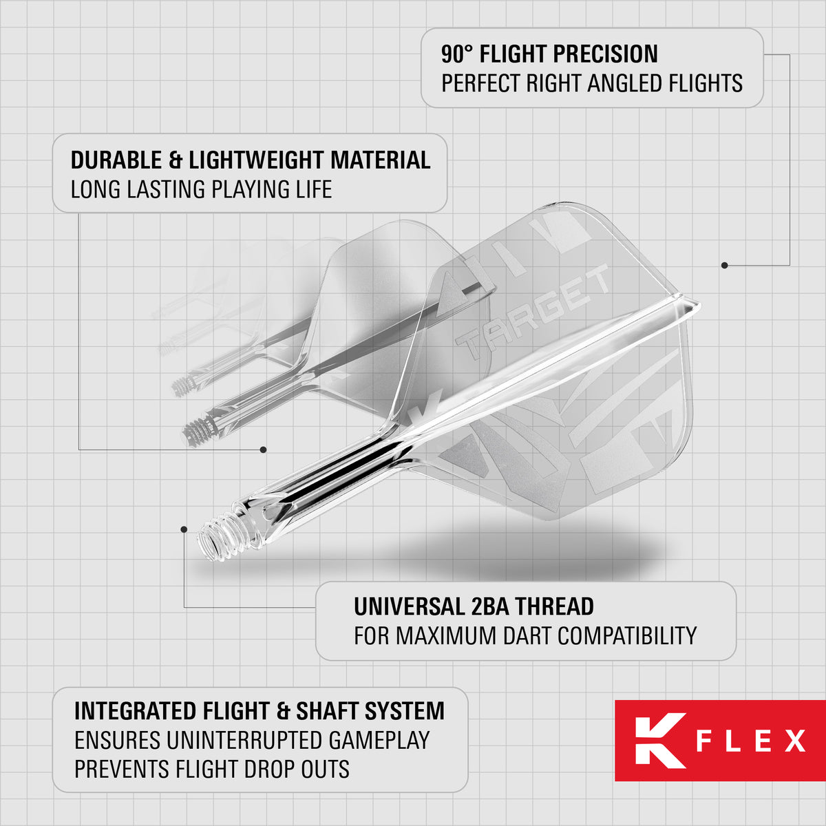 Target K-Flex - Clear Print - No6 Shape - Flight & Shaft System