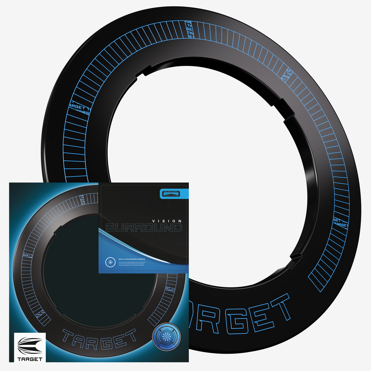 Target Corona Vision Notched Dartboard Surround - Integrated LED Light