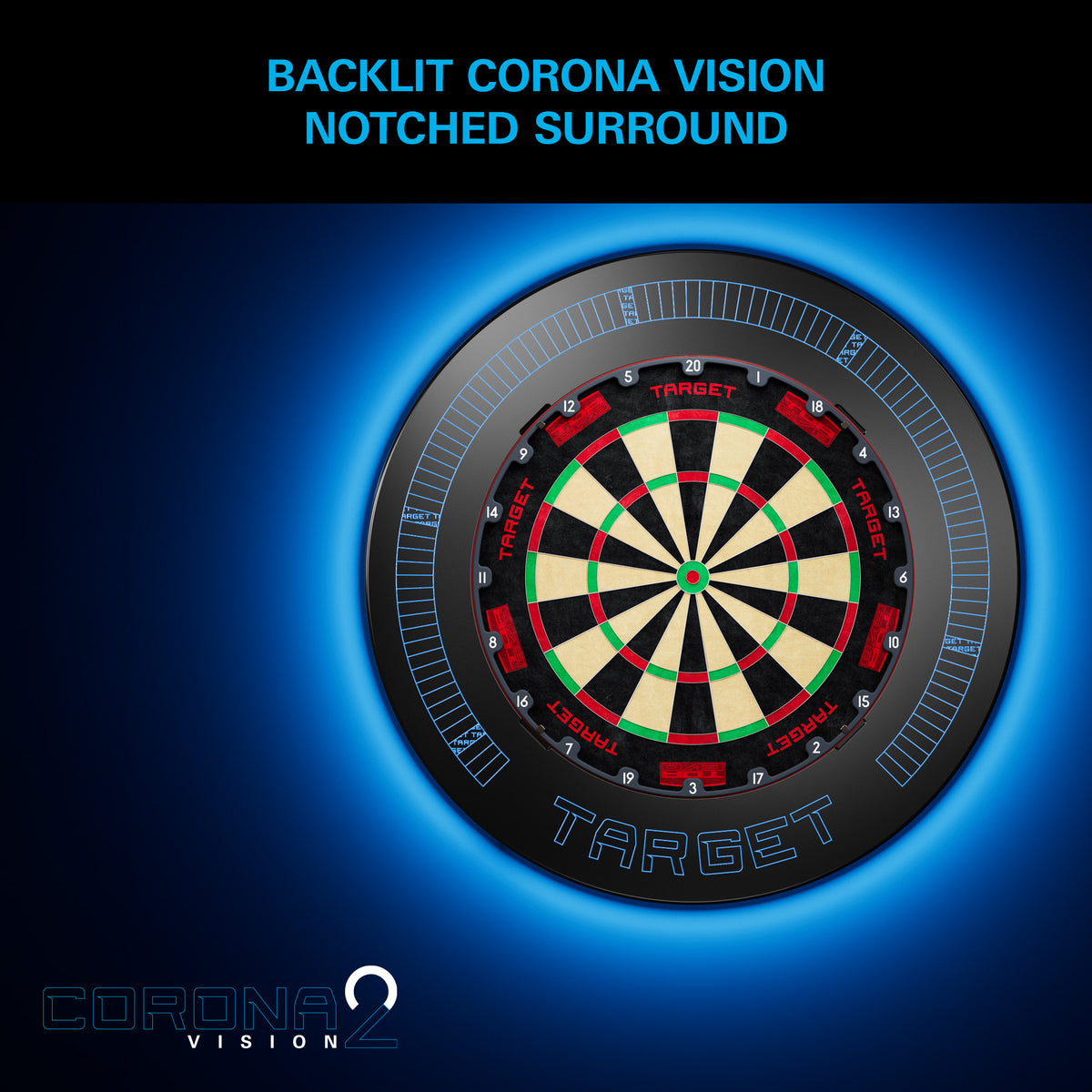 Target Corona Vision Notched Dartboard Surround - Integrated LED Light