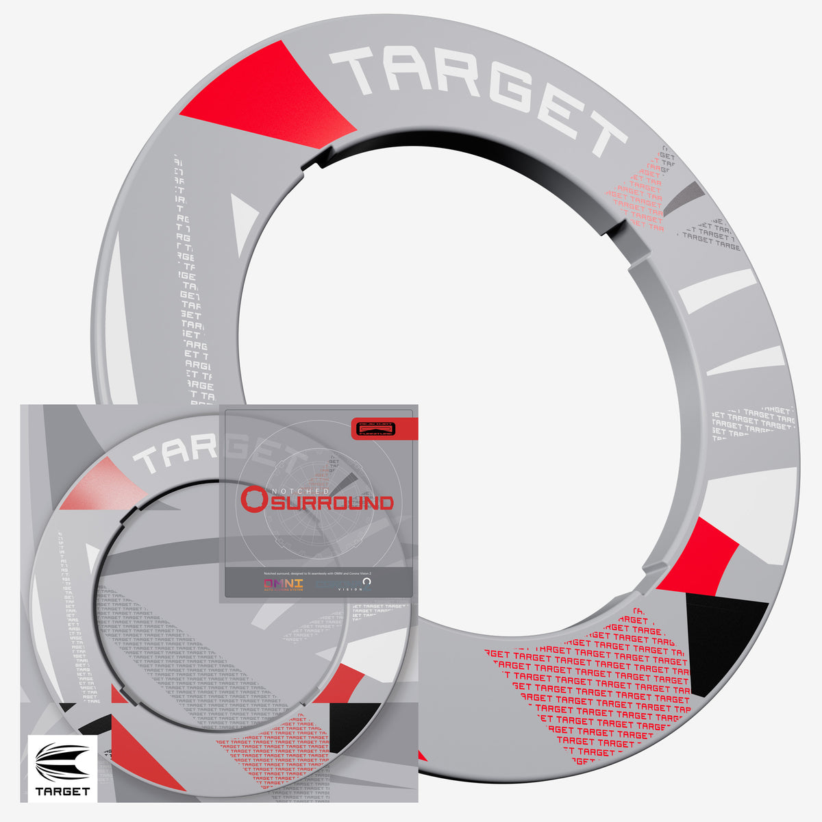 Target Grey Patterned Notched Dartboard Surround