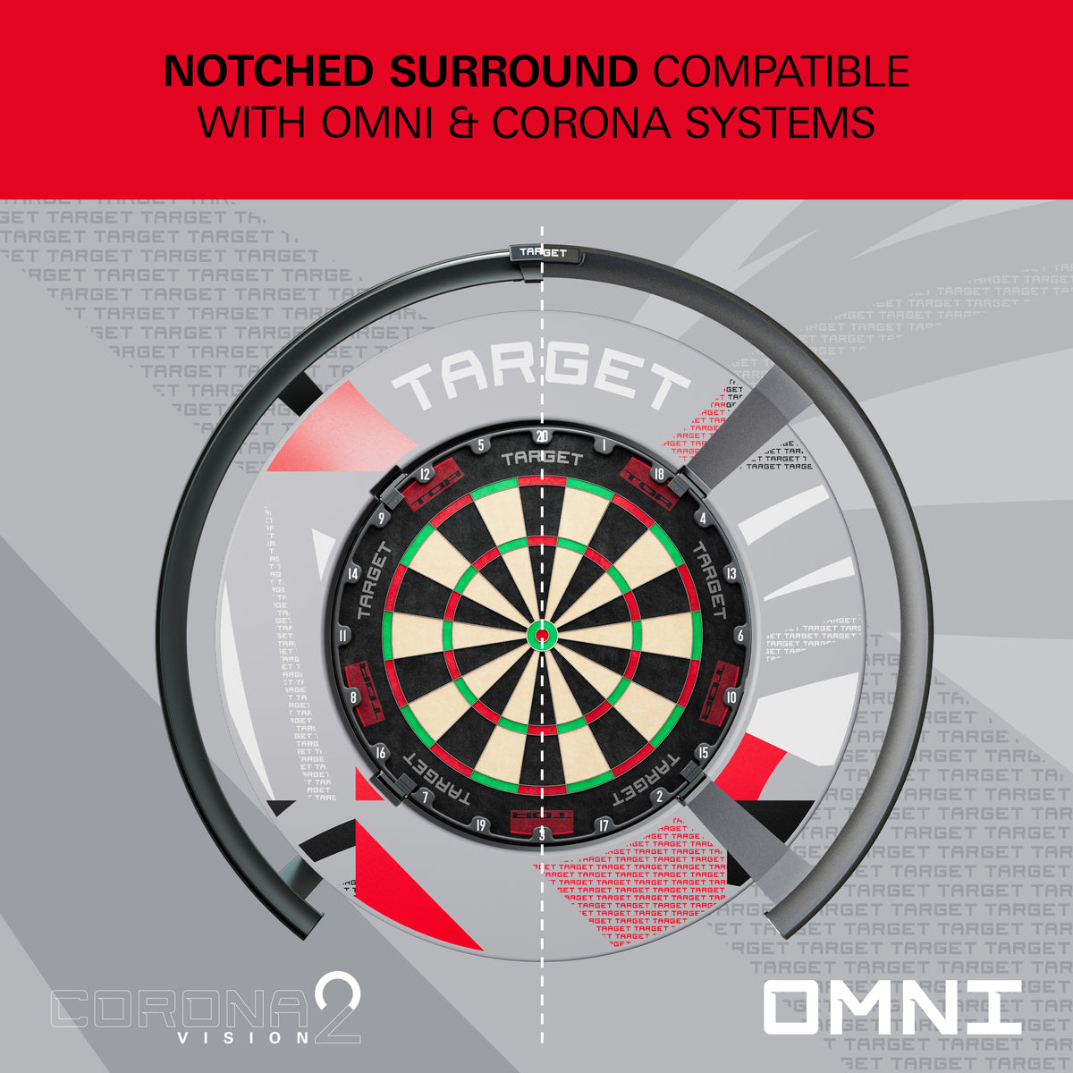 Target Grey Patterned Notched Dartboard Surround