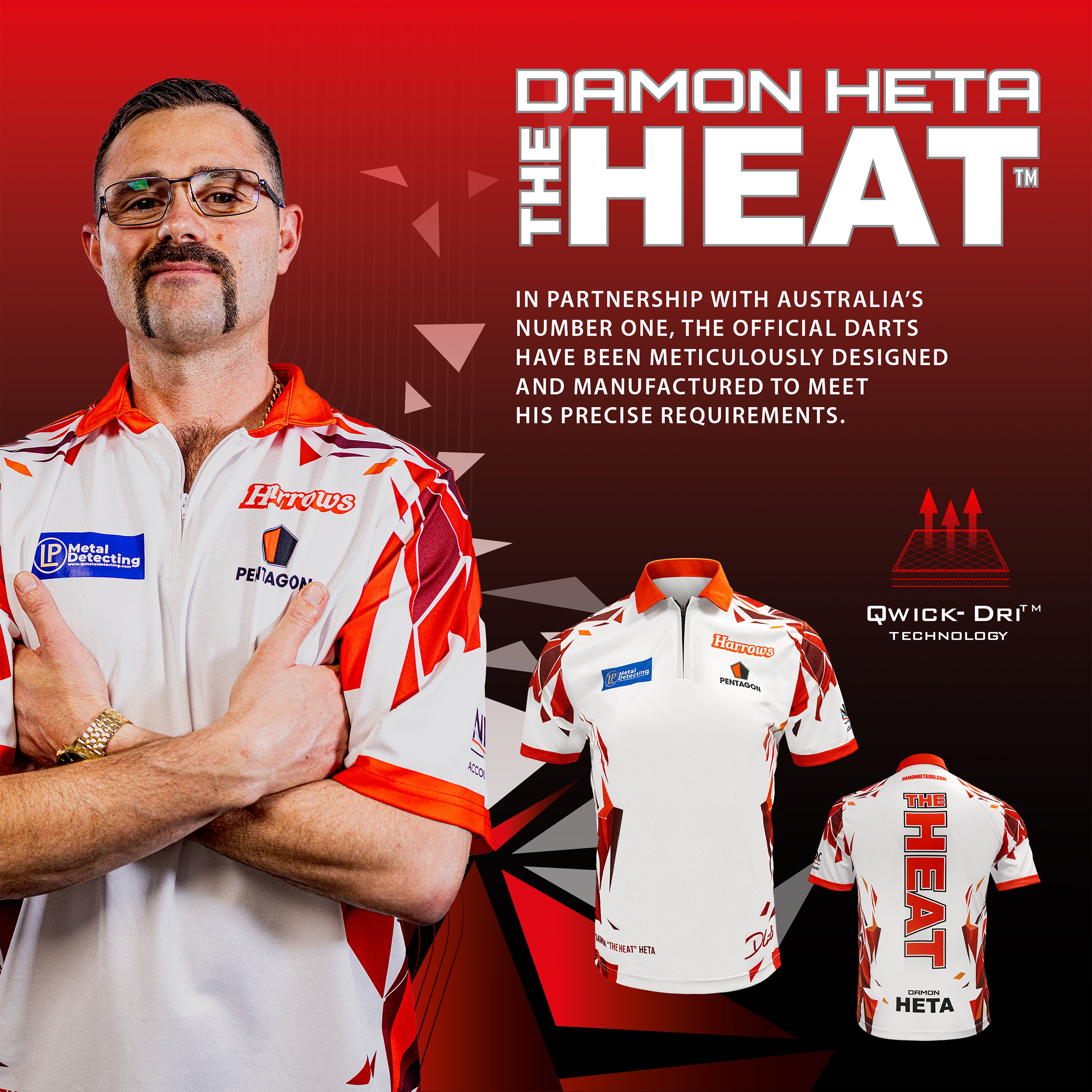 Harrows Damon 'Heat' Heta - Player Dart Shirt - Small - 5XL