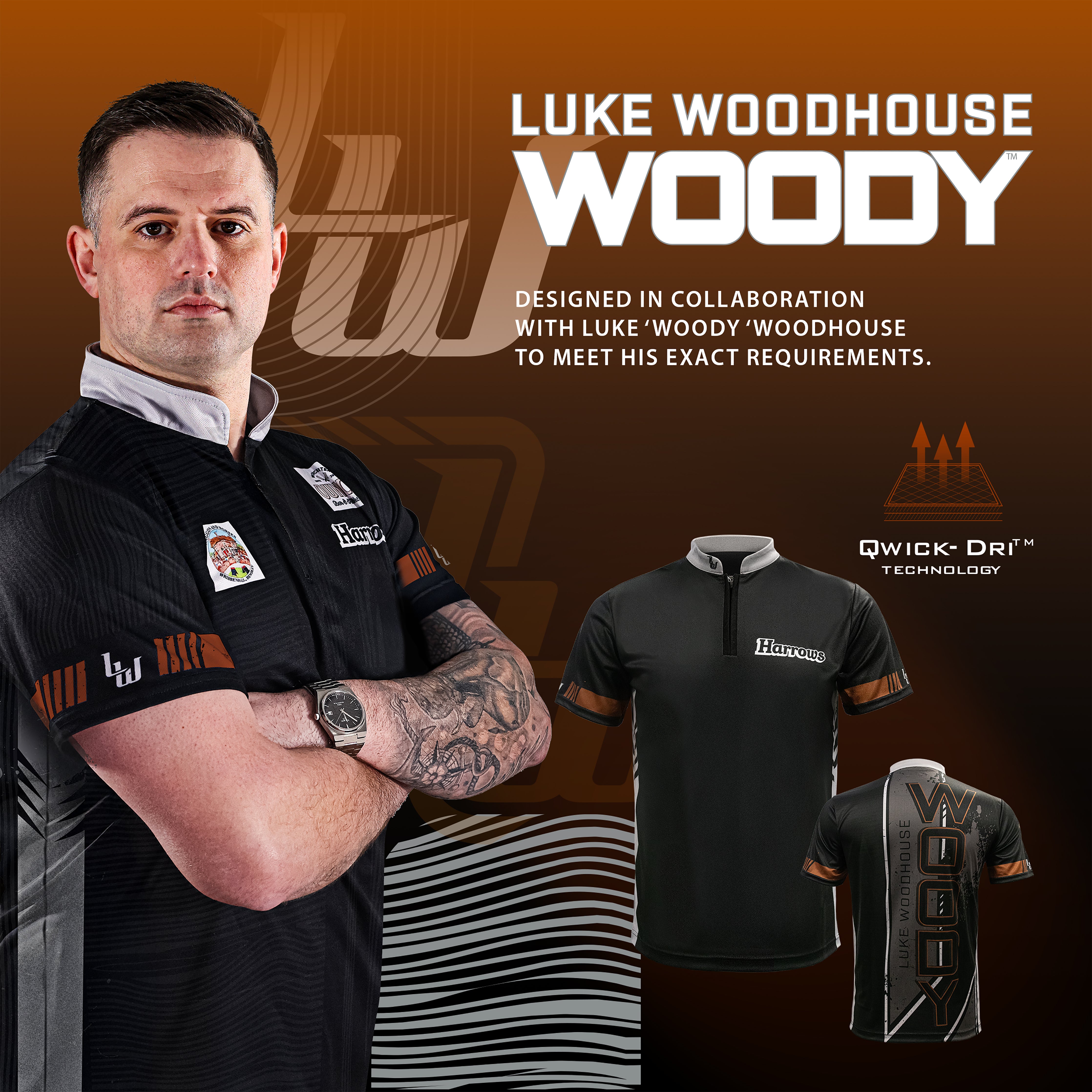 Harrows Luke 'Woody' Woodhouse - Series 2 Player Dart Shirt - Small - 5XL