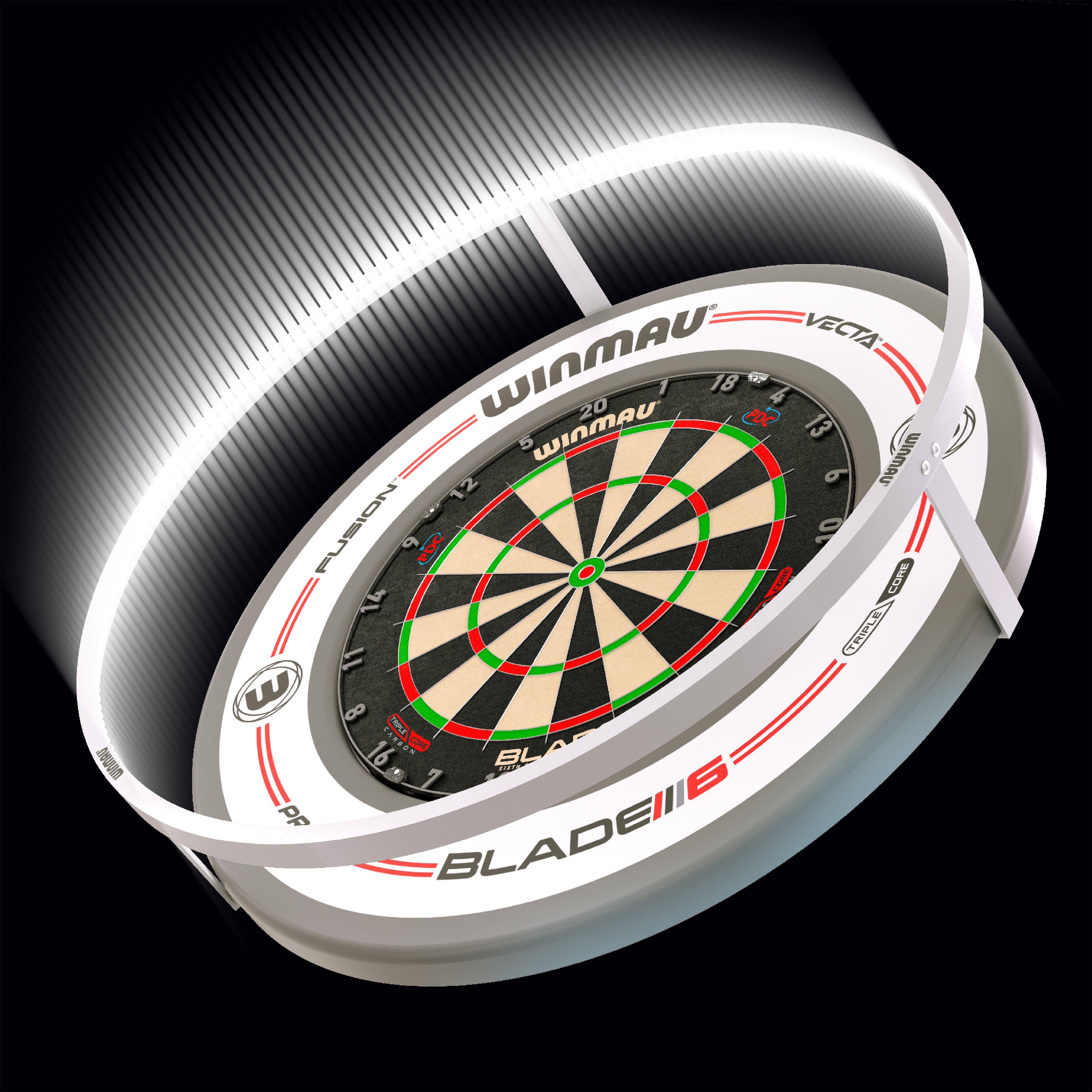 Winmau Plasma Ice Dartboard Surround Light & Pro Line Original White Surround Bundle