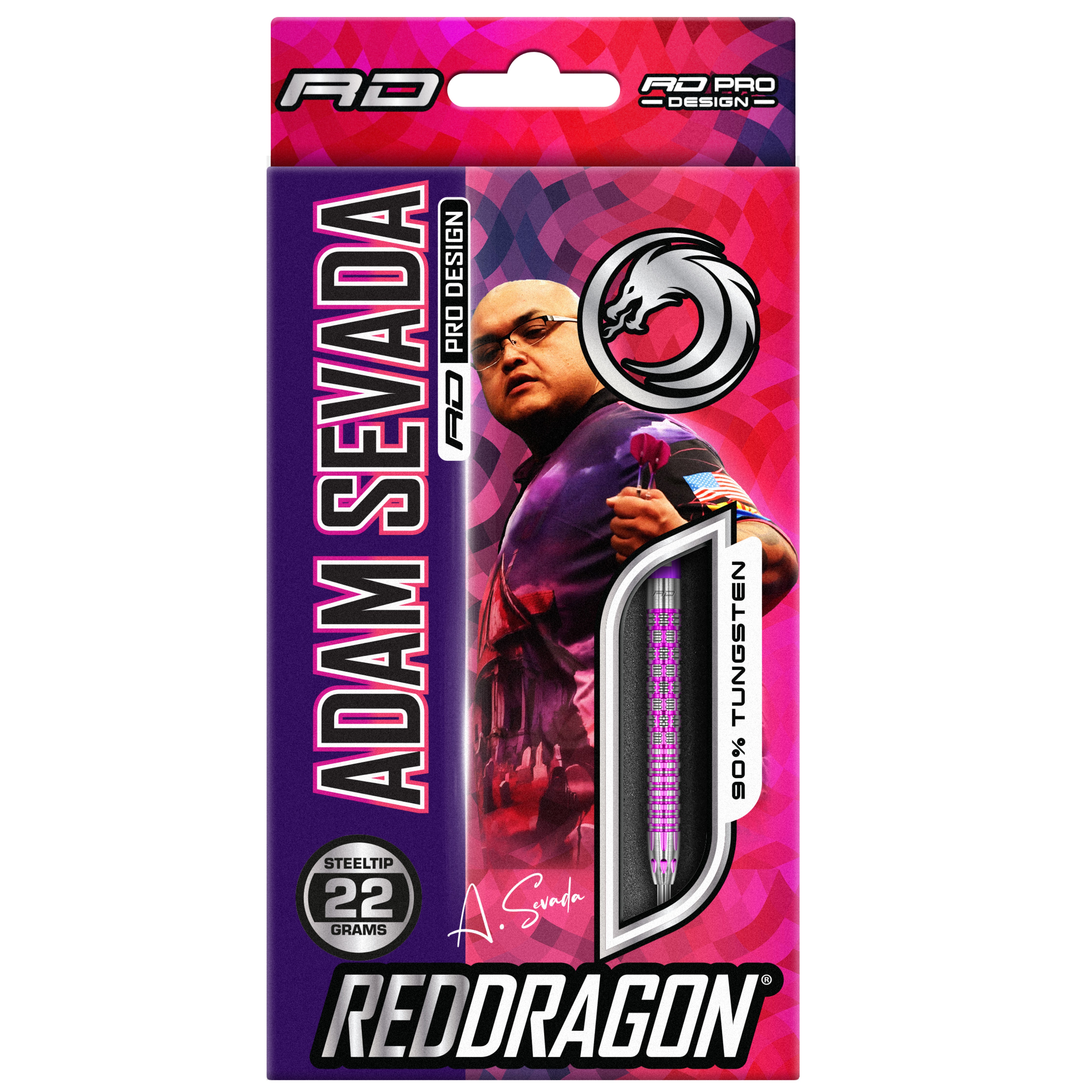 Red Dragon Adam Sevada Steel Tip Darts - 90% Tungsten - 22g