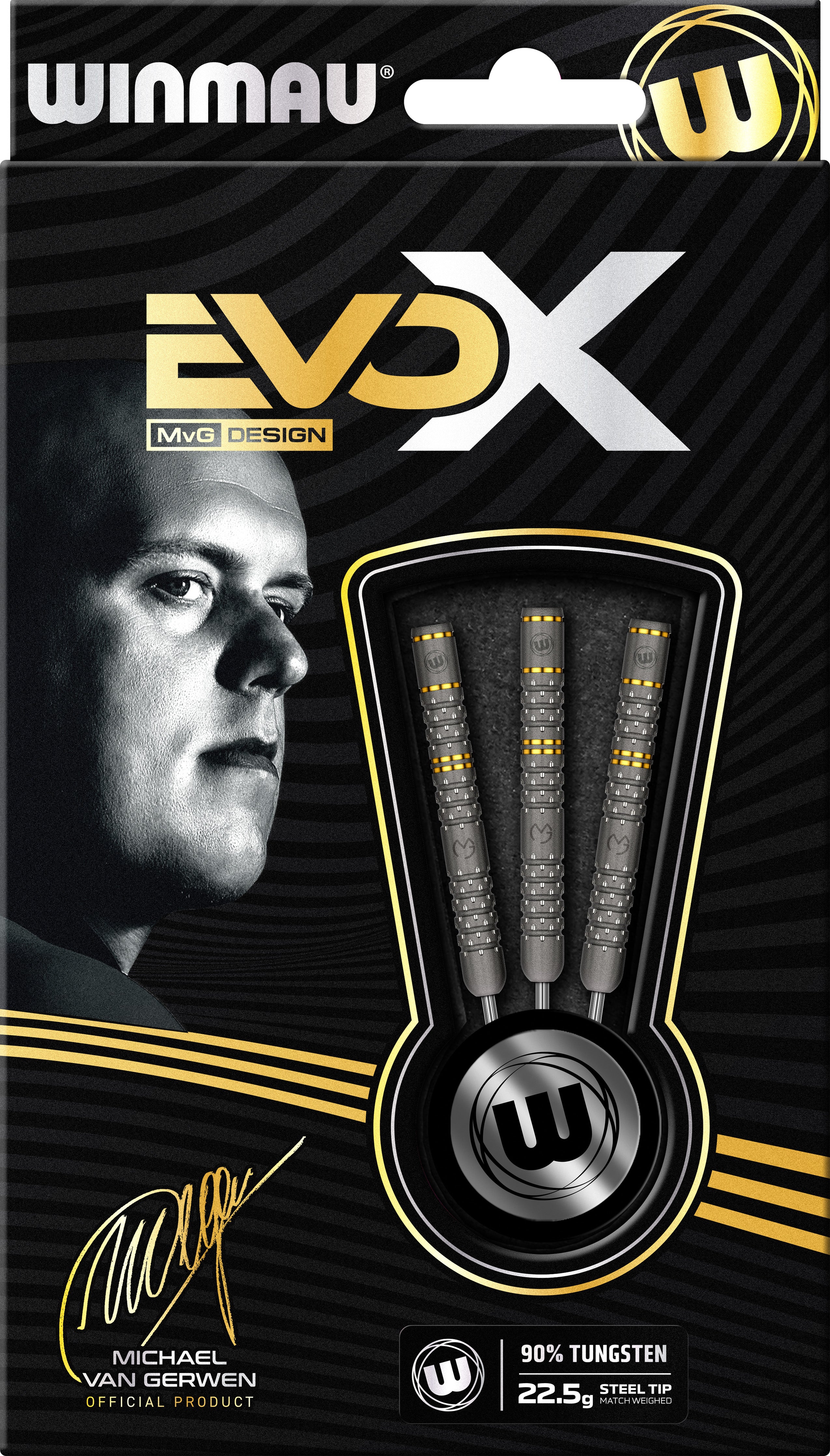 Winmau MVG Evo-X Steel Tip Darts 2025 - 90% Tungsten - 22.5g