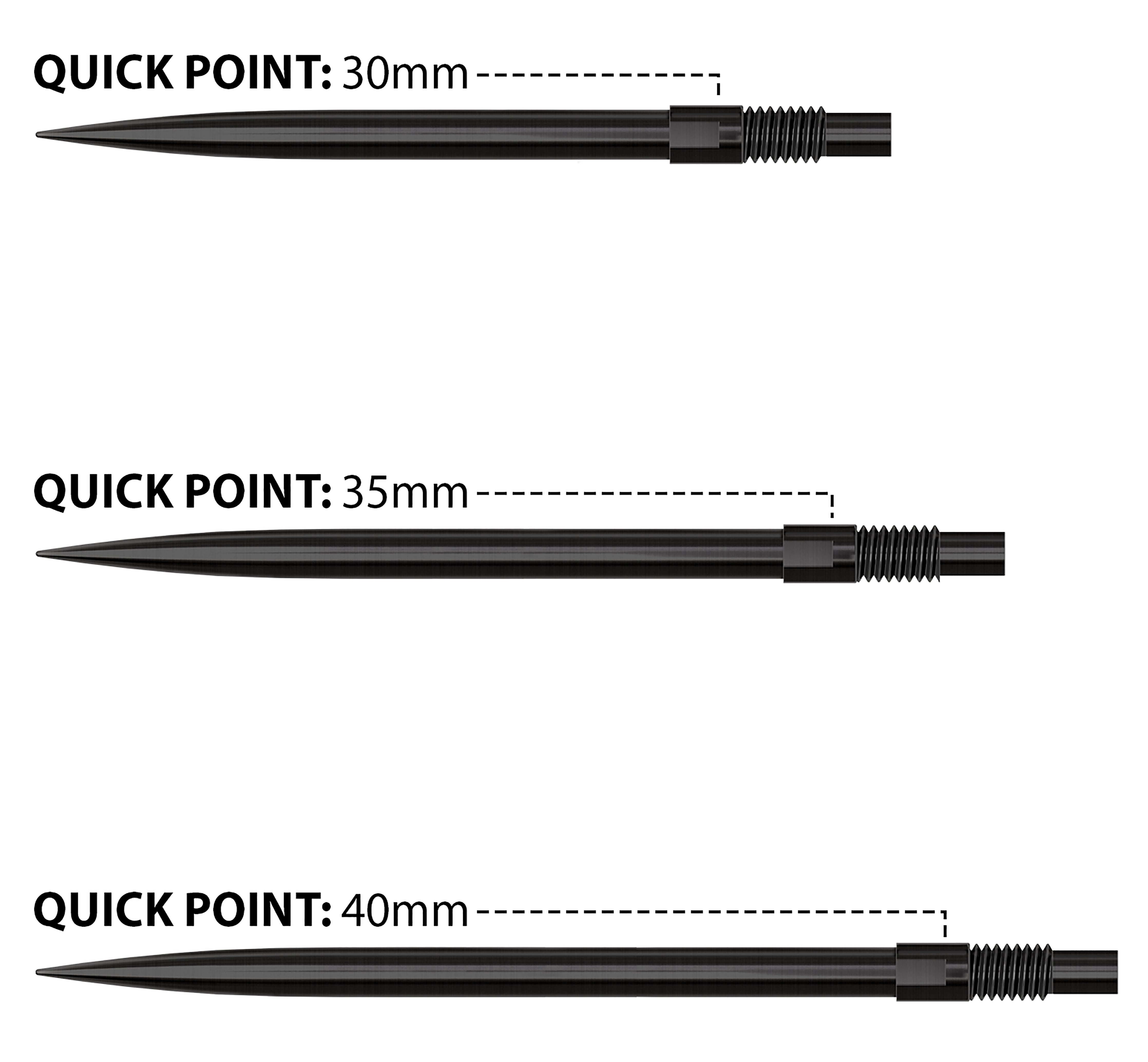 Harrows Quick Points - Black - 30mm 35mm 40mm