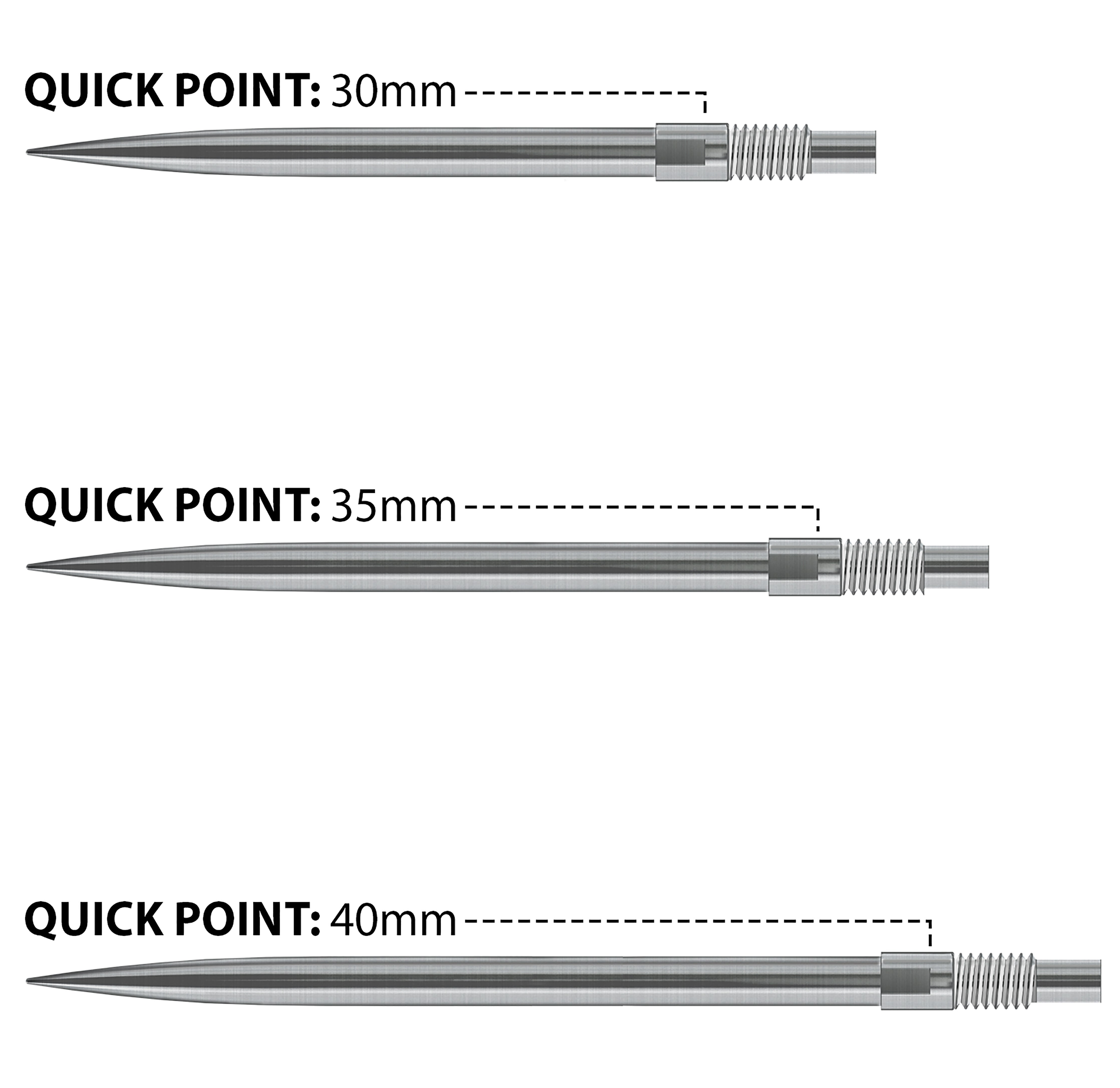 Harrows Quick Points - Silver - 30mm 35mm 40mm