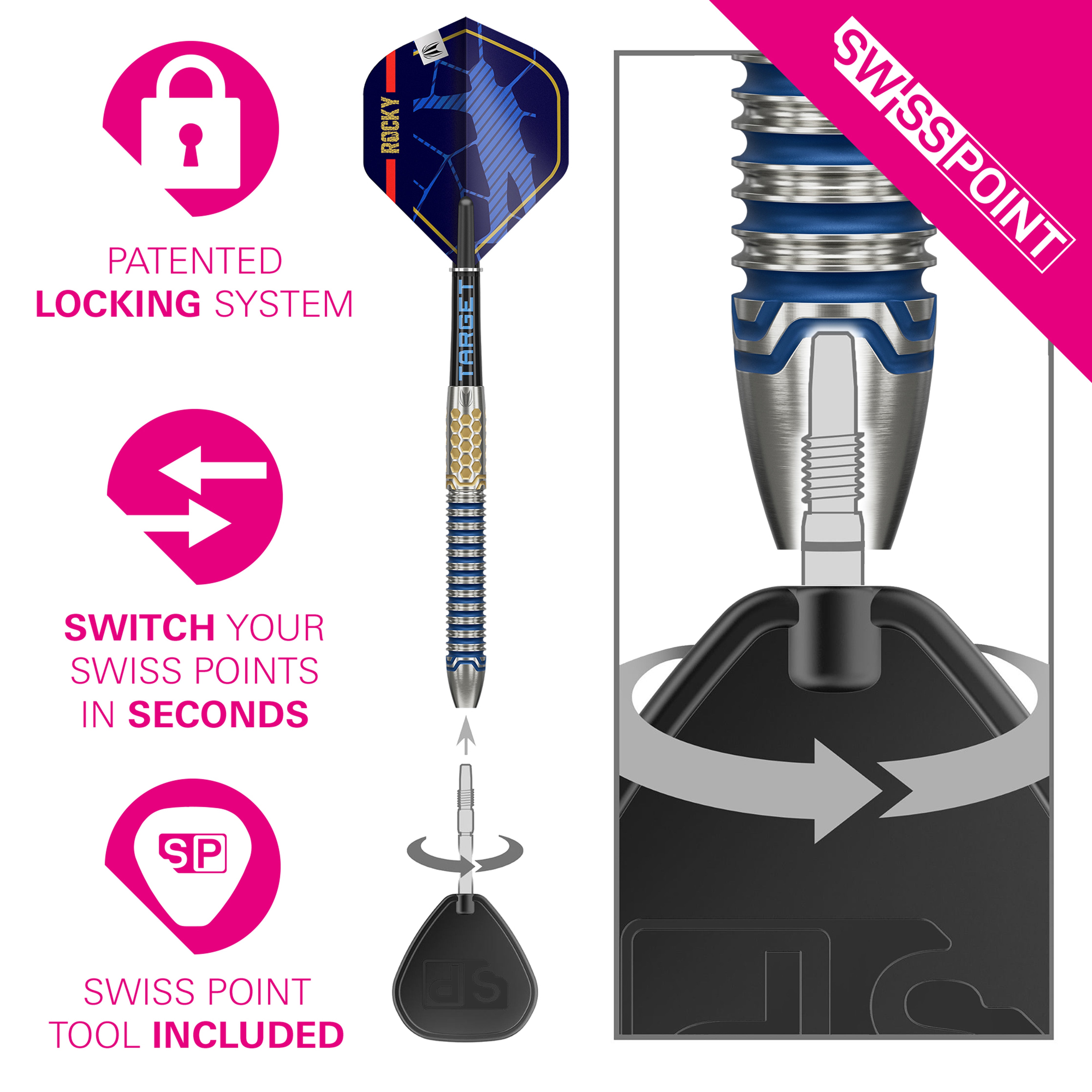 ダーツ TARGET JOSH ROCK G1 SWISS POINT STEEL Target Josh Rock G1 Swiss SP Steel Tip Darts 2025 - 90% Tungsten - 22g