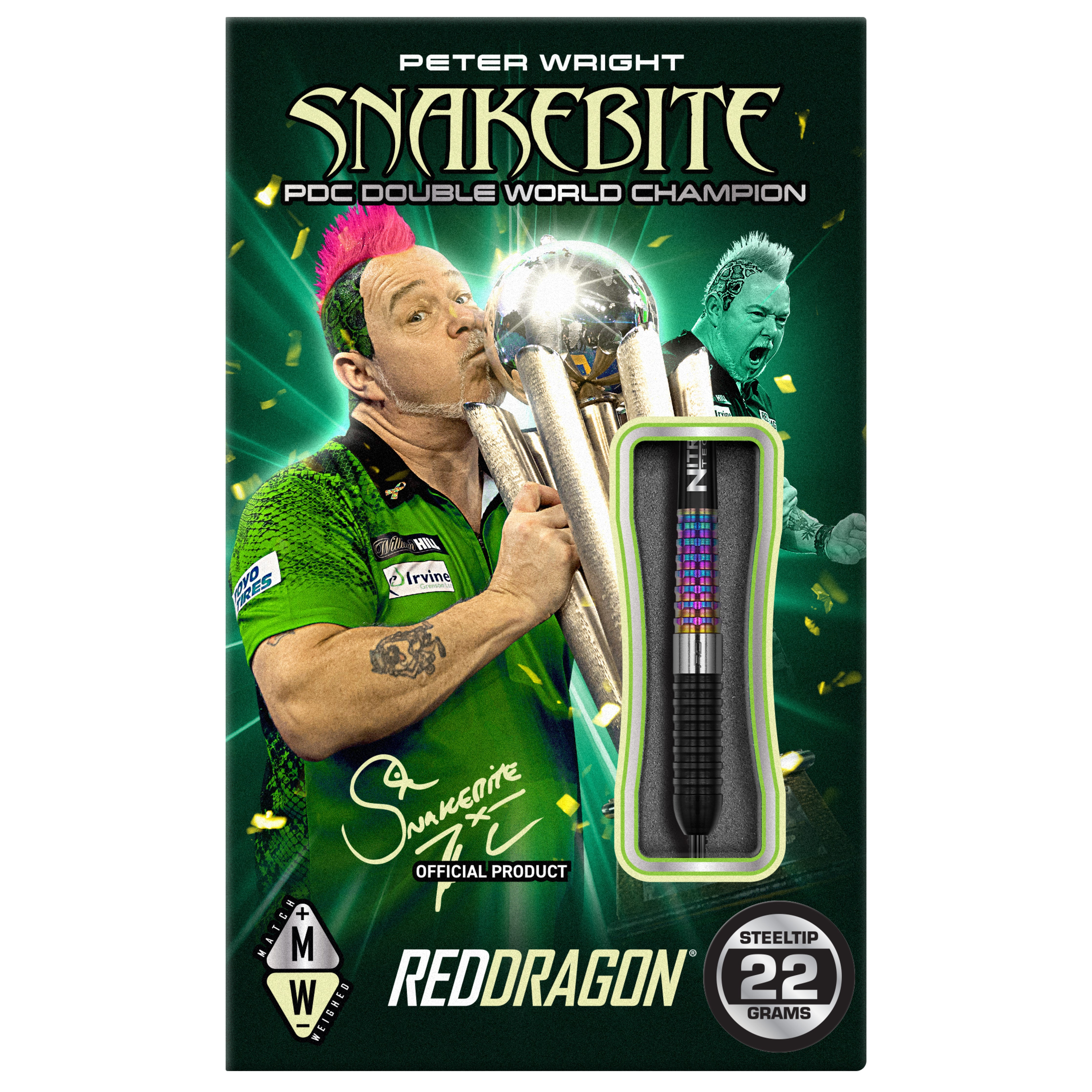 Red Dragon Peter Wright Corra Steel Tip Darts - 90% Tungsten - 22g 23g