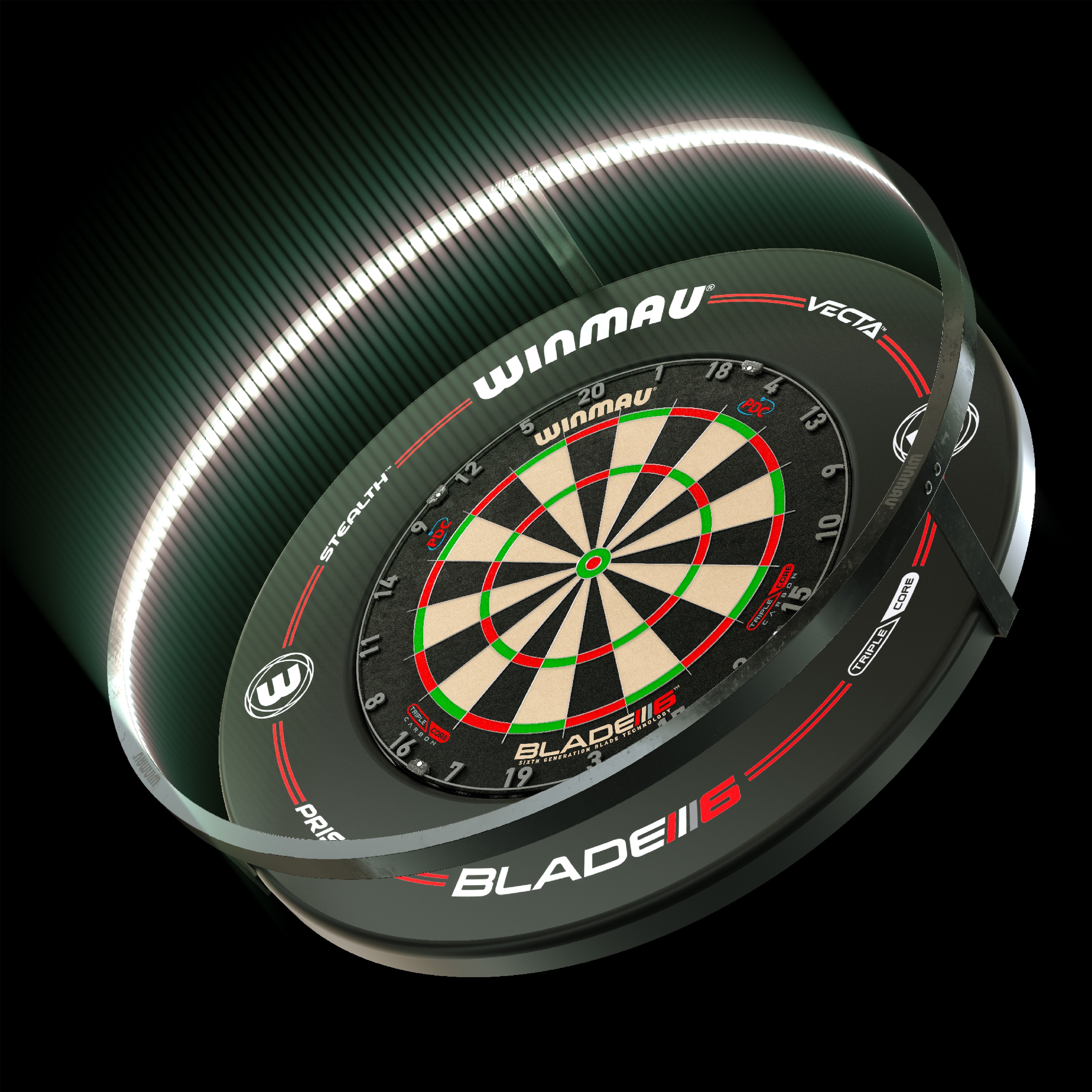 Winmau Plasma Dartboard Surround Light & Pro Line Original Black Surround Bundle