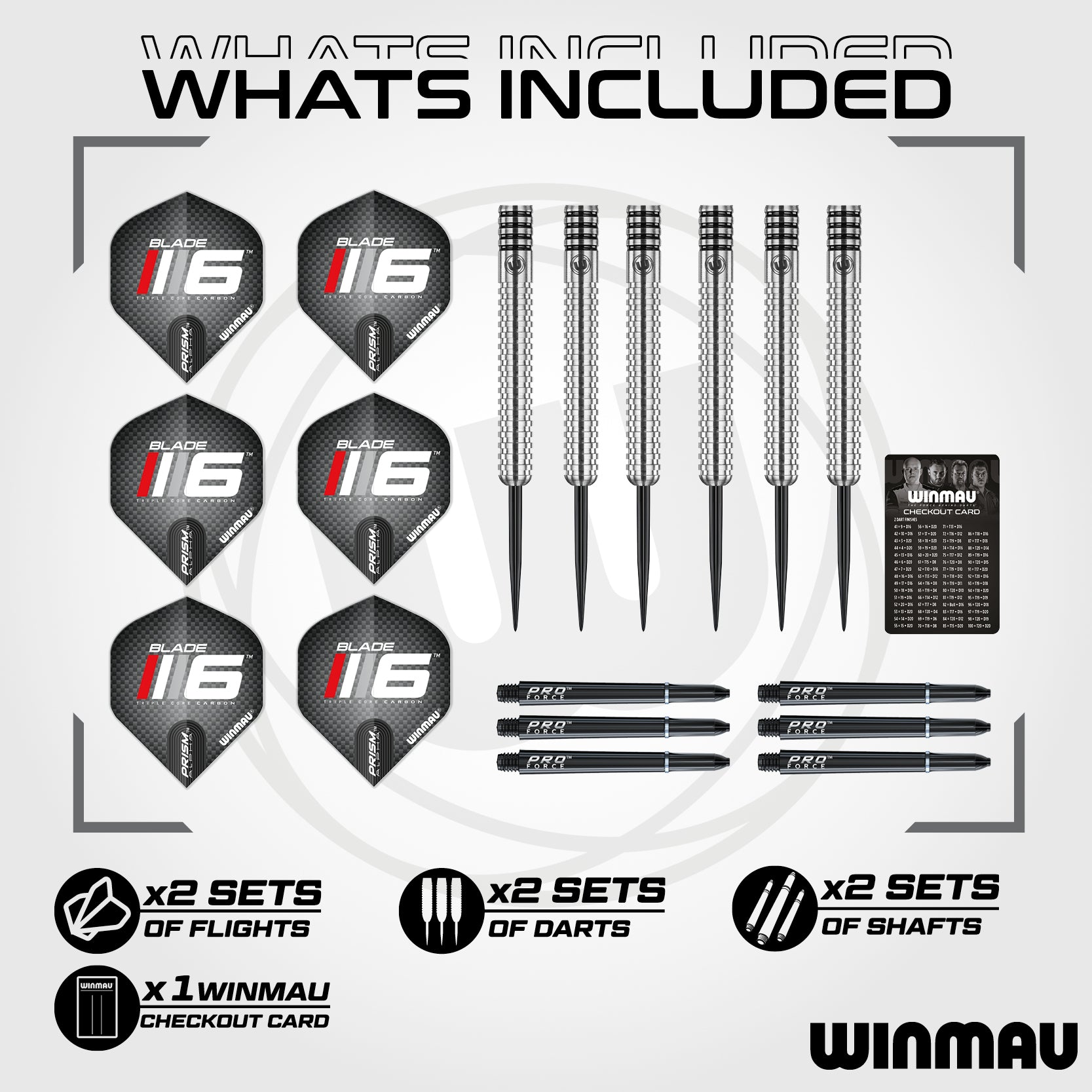 Winmau Blade 6 Triple Core Surround Set - Dartboard - Surround - 2 Sets of Darts - Oche Line - Checkout Card