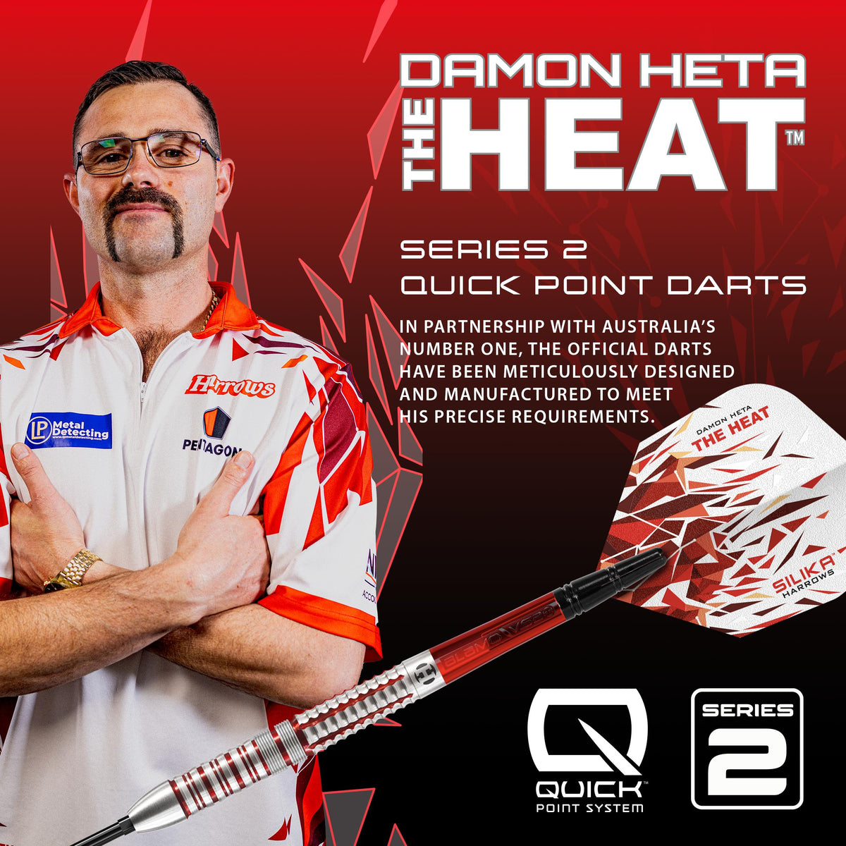 Harrows Damon Heta - Series 2 - 90% Tungsten - Quick Point Darts - 21g 23g 25g