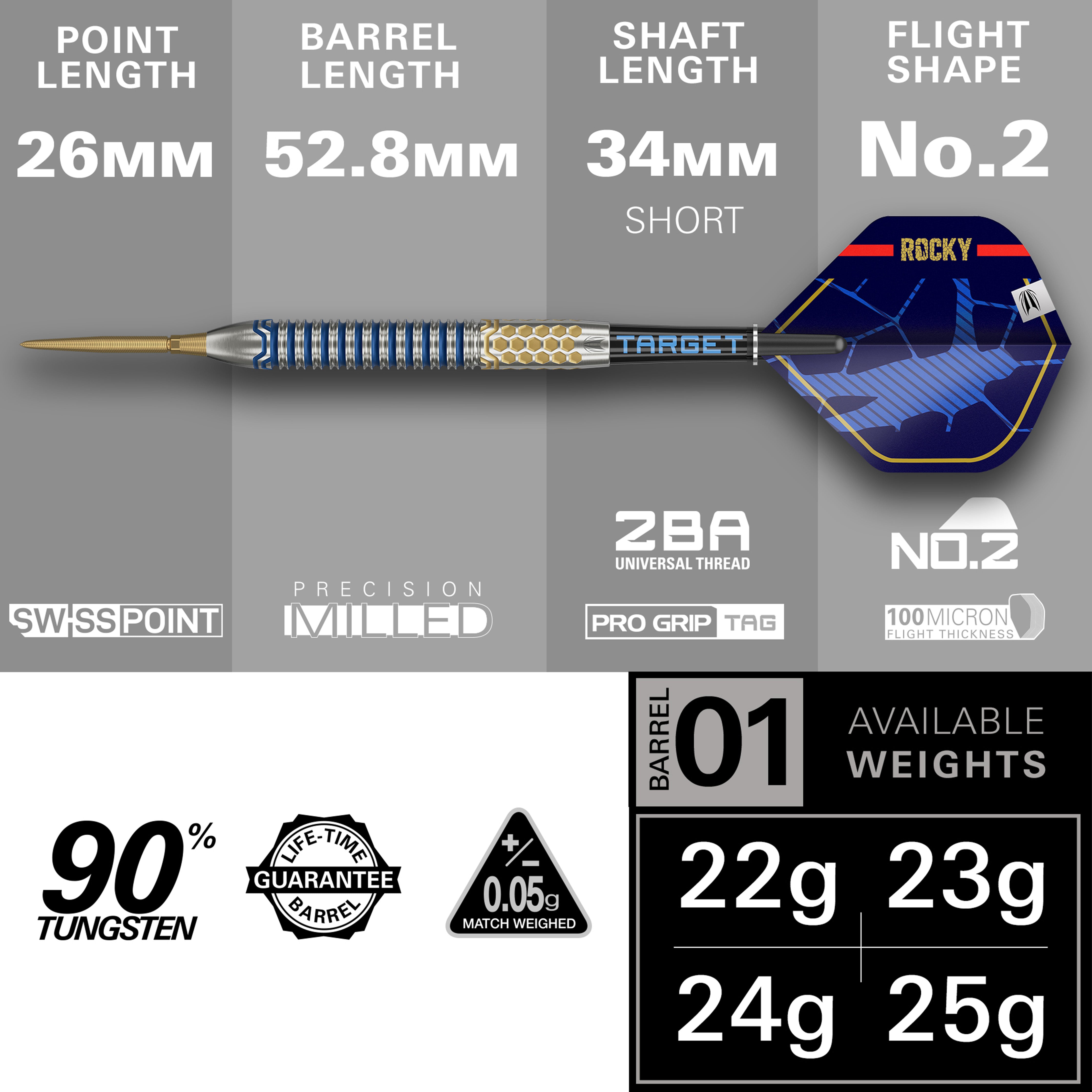 ダーツ target Josh Rock G1 swiss point 22g Target Josh Rock G1 Swiss SP Steel Tip Darts 2025 - 90% Tungsten - 22g