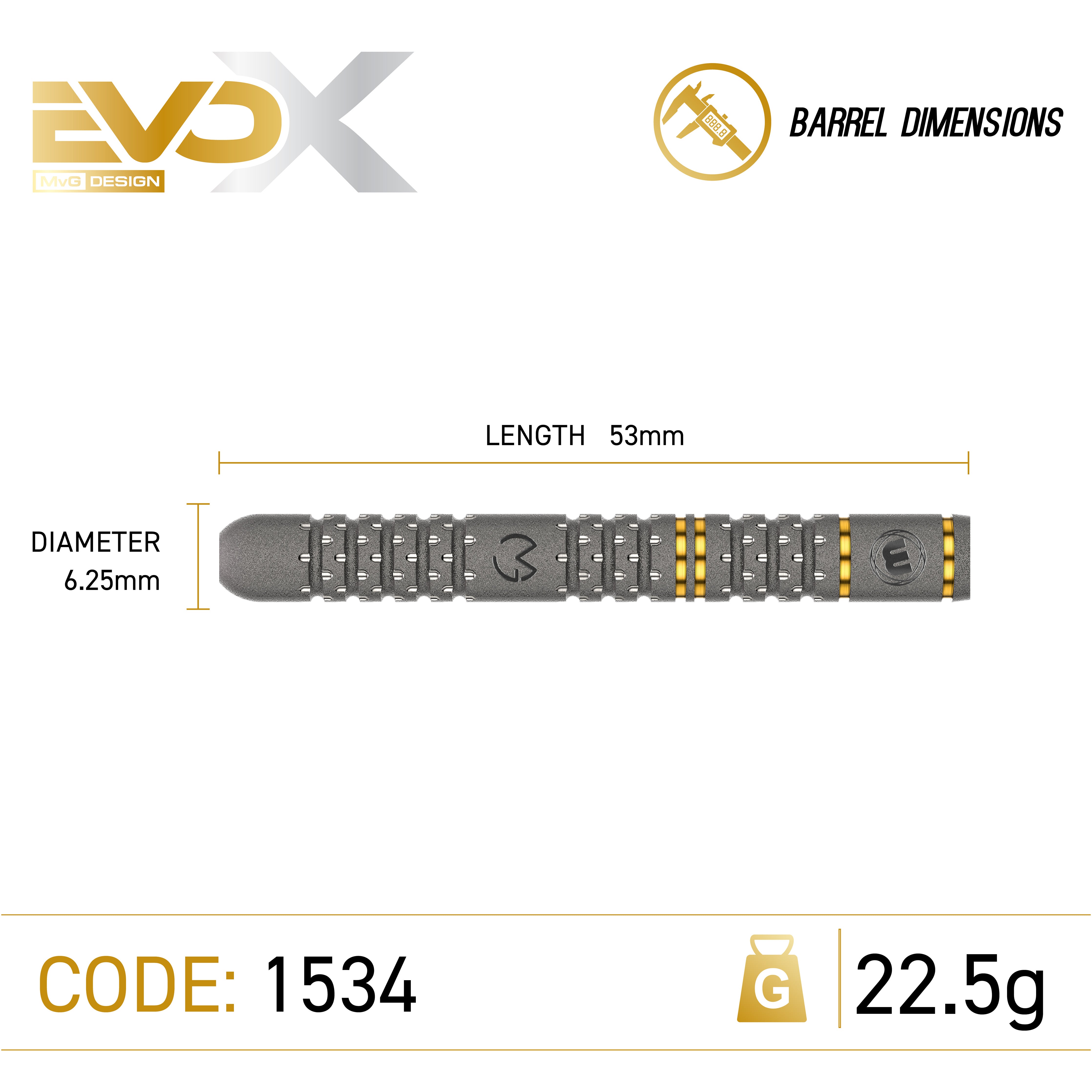 Winmau MVG Evo-X Steel Tip Darts 2025 - 90% Tungsten - 22.5g