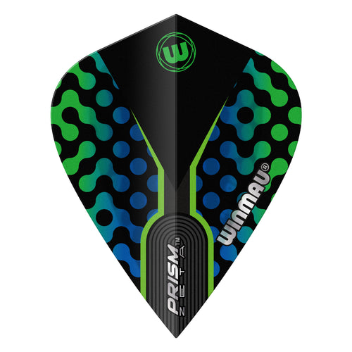 Winmau Prism Zeta - Black, Blue & Green - Kite Shape Dart Flights