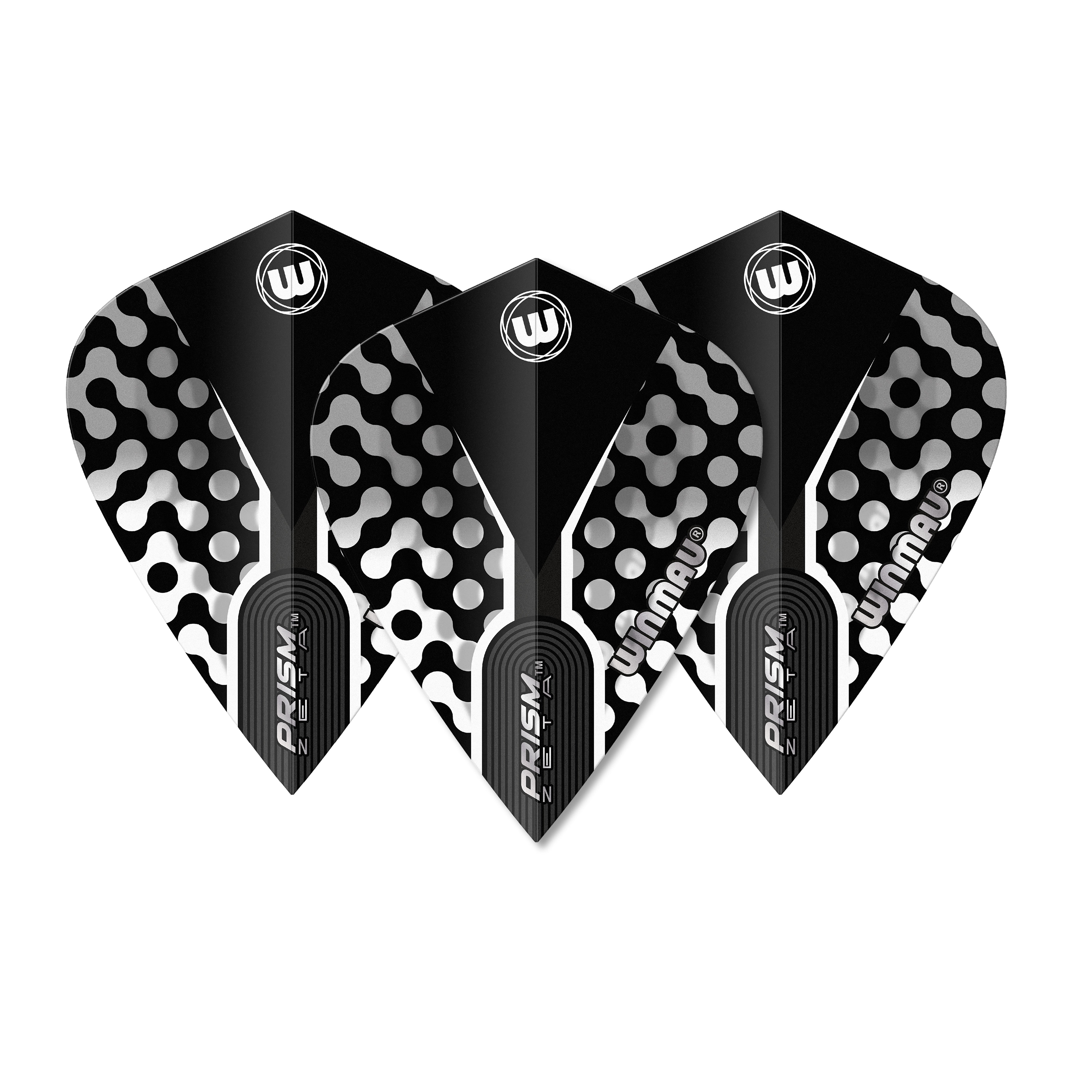 Winmau Prism Zeta - Black & Grey - Kite Shape Dart Flights