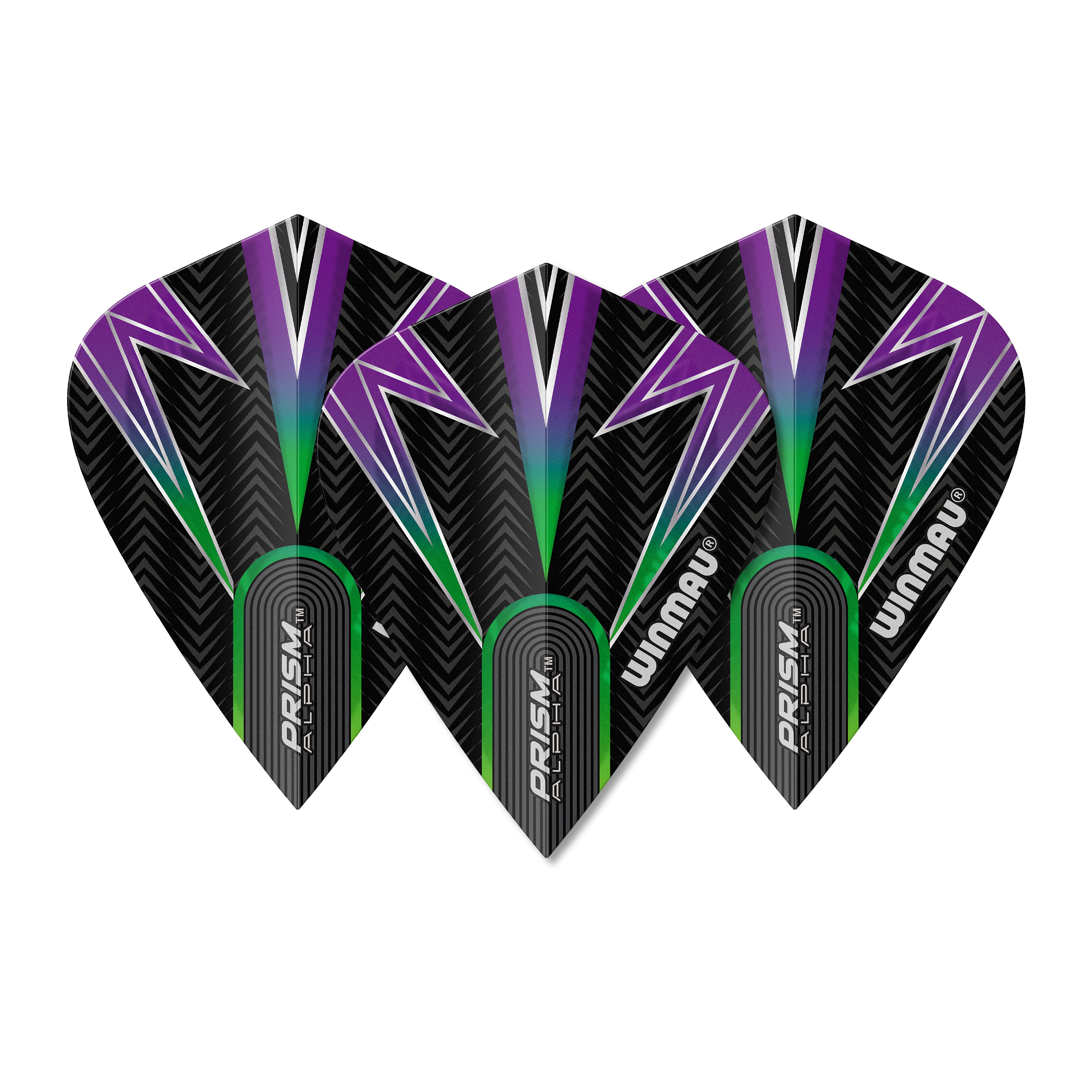 Winmau Prism Alpha - Black, Purple & Green - Kite Shape Dart Flights