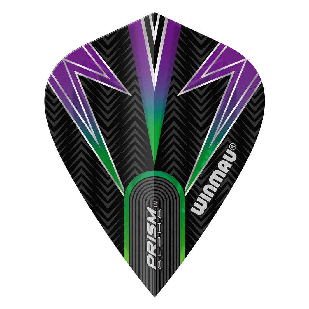 Winmau Prism Alpha - Black, Purple & Green - Kite Shape Dart Flights