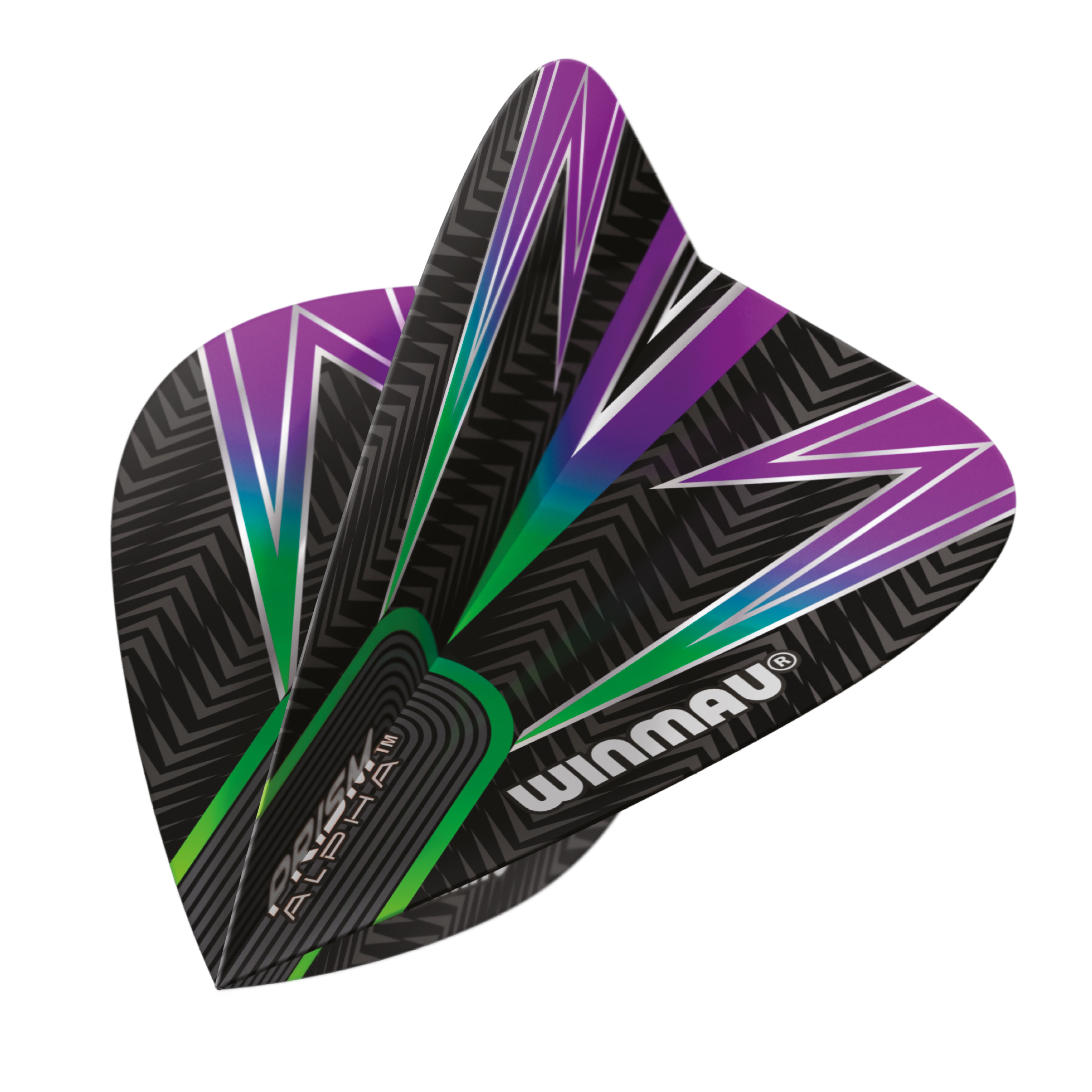 Winmau Prism Alpha - Black, Purple & Green - Kite Shape Dart Flights