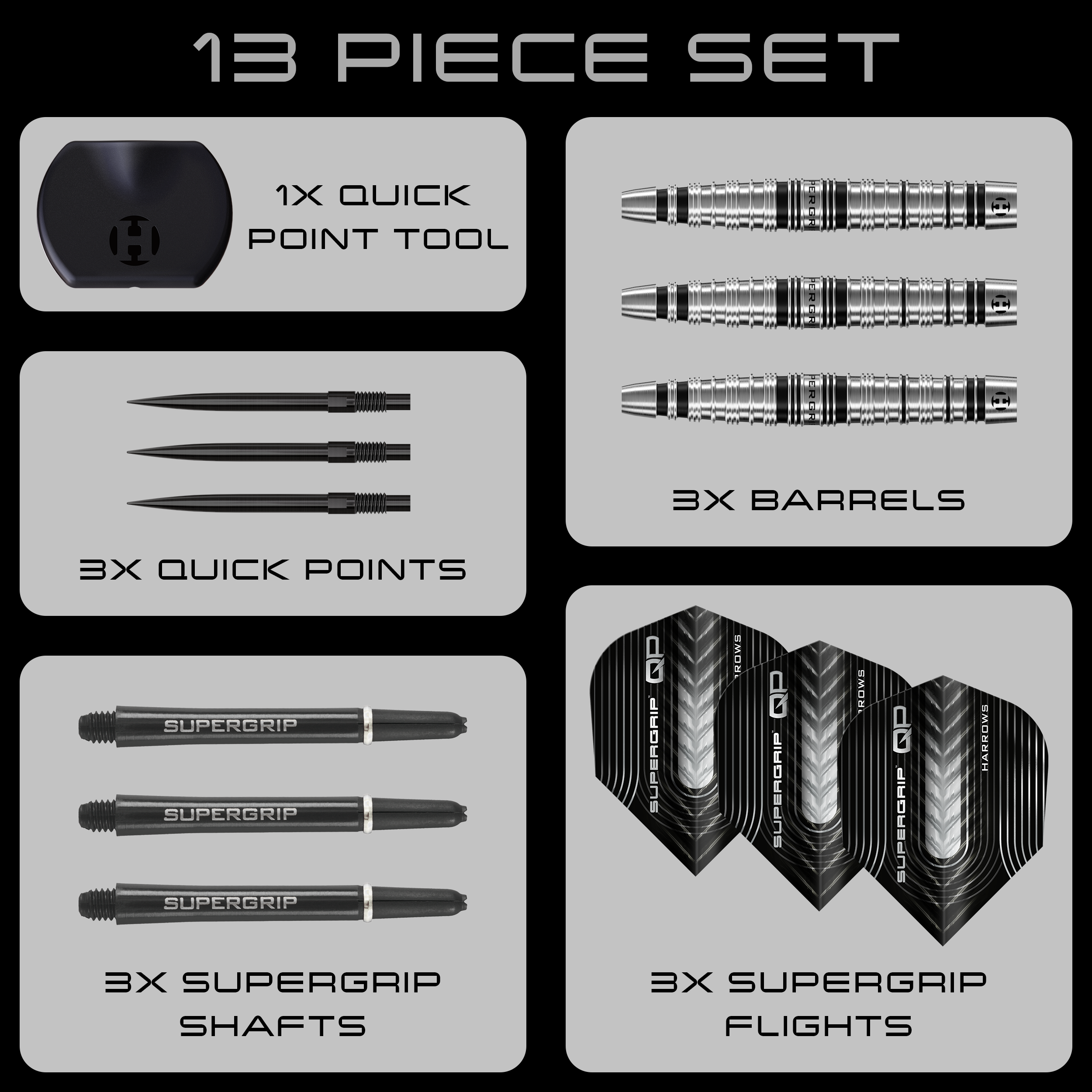 Harrows Supergrip Torpedo 90% Quick Point Darts - 22g 23g 24g