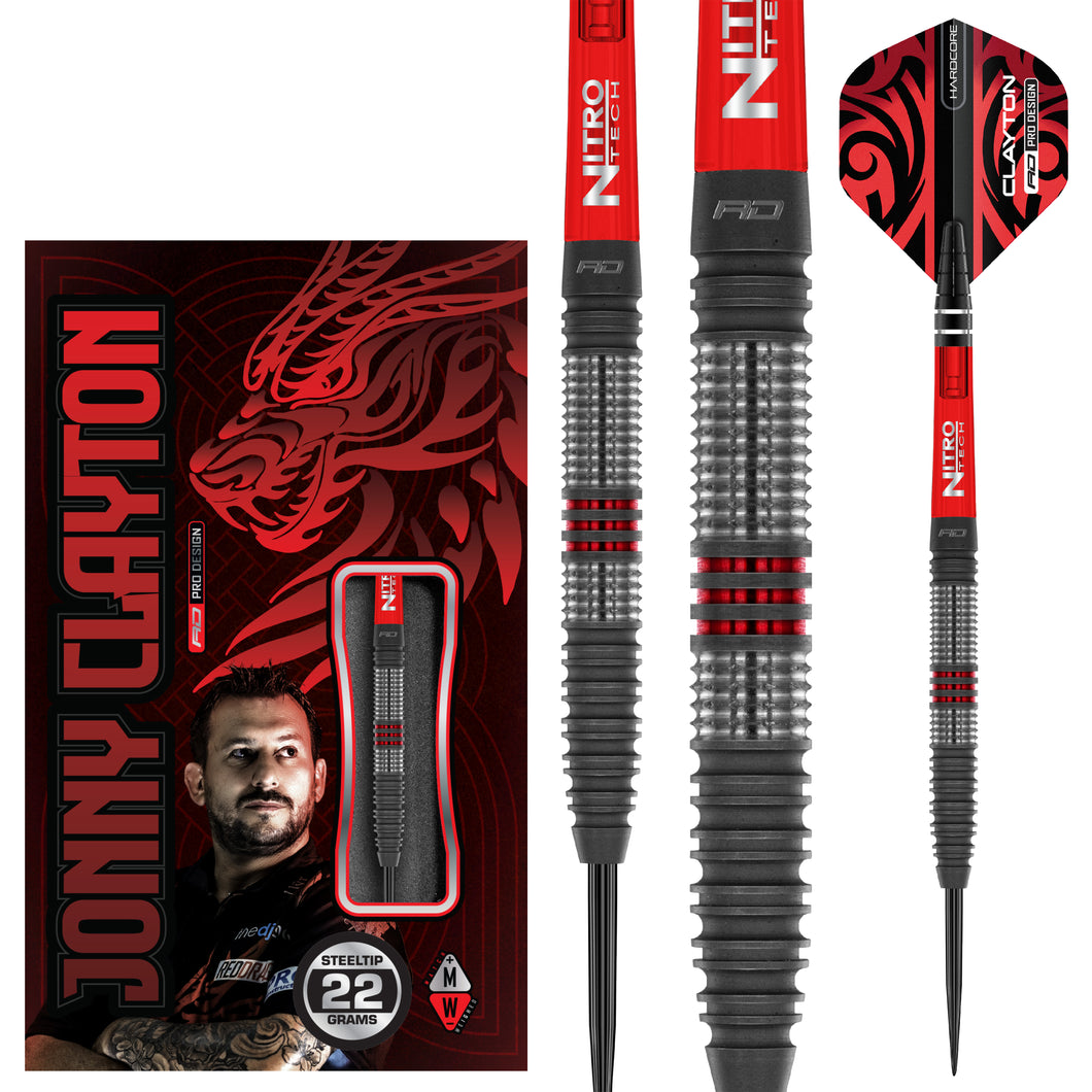 Red Dragon Johnny Clayton Hiraeth Steel Tip Darts - 90% Tungsten - 22g 23g