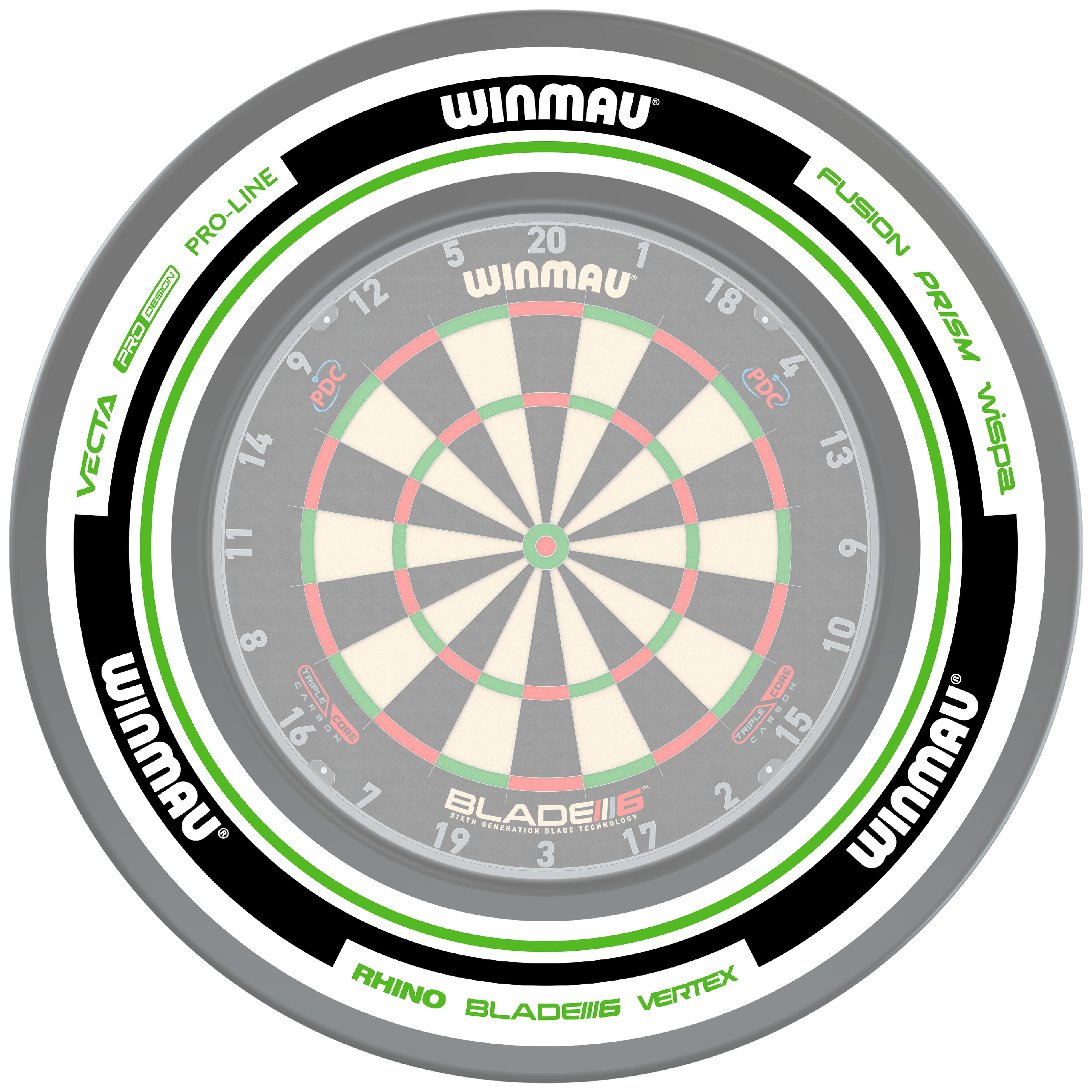 Winmau Advance White & Green Dartboard Surround
