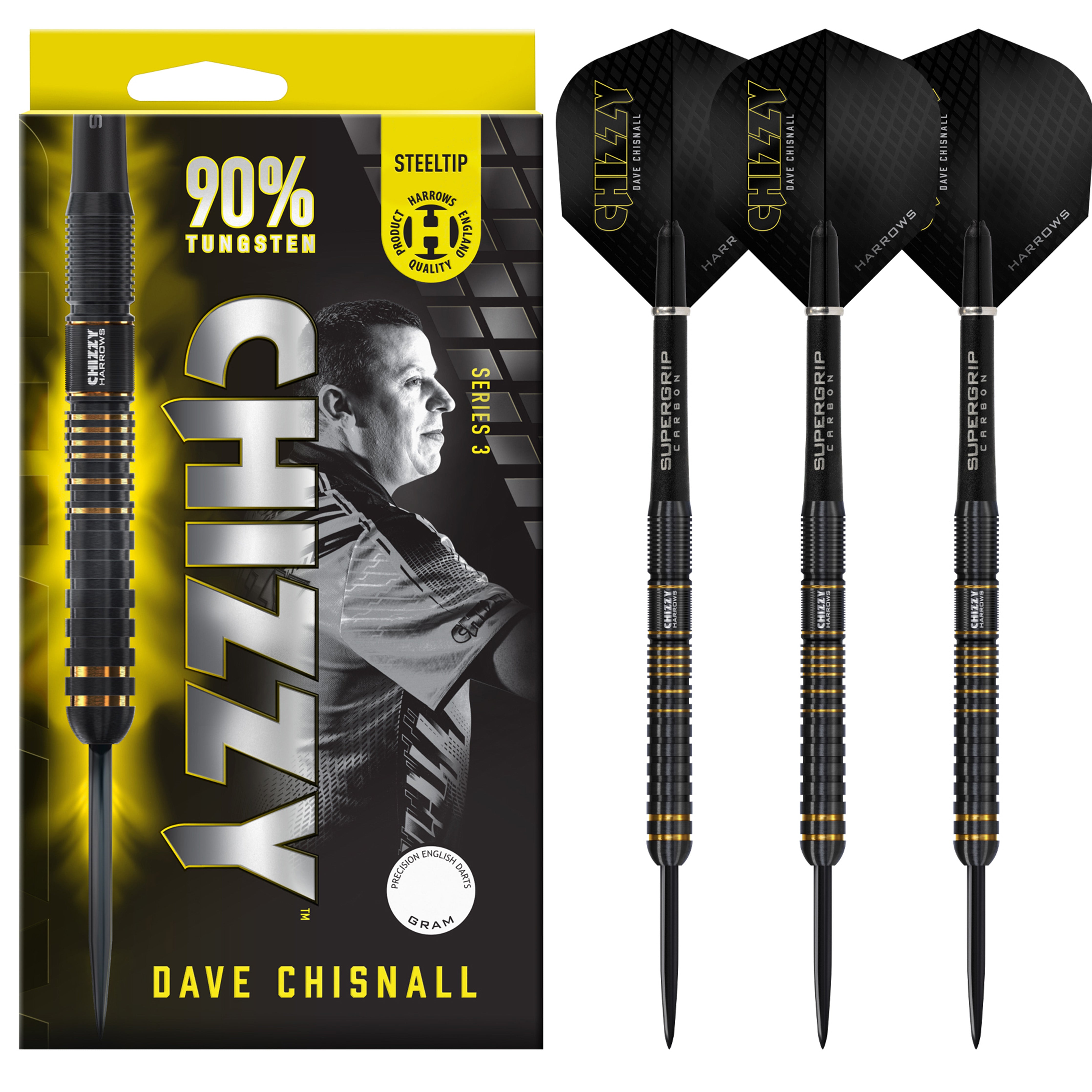Harrows David 'Chizzy' Chisnall Series 3 Steel Tip Darts Set - 90% tun