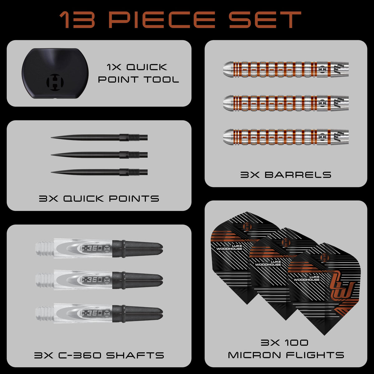 Harrows Luke Woodhouse- Series 2 - 90% Tungsten - Quick Point Darts - 21g 23g 25g