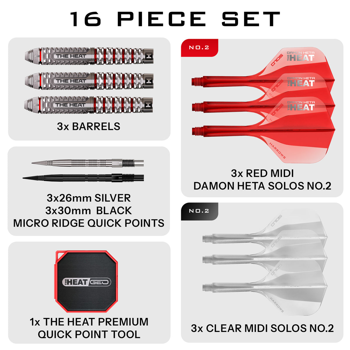 Harrows Damon Heat Geo - 90% Tungsten Quick Points Darts - 22g 23g 24g 25g