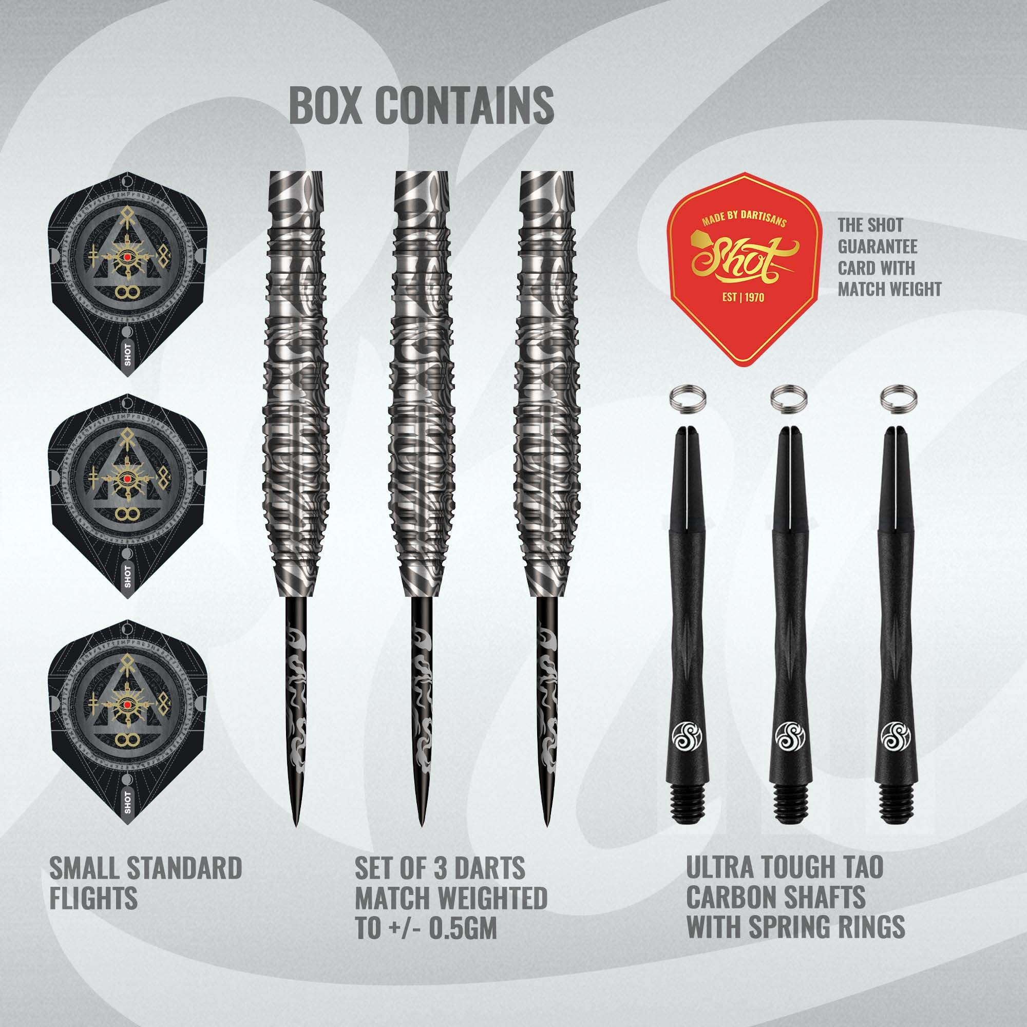 Shot Alchemy Runstel Steel Tip Dart Set - 90% Tungsten Darts - 23g 24g 26g 28g