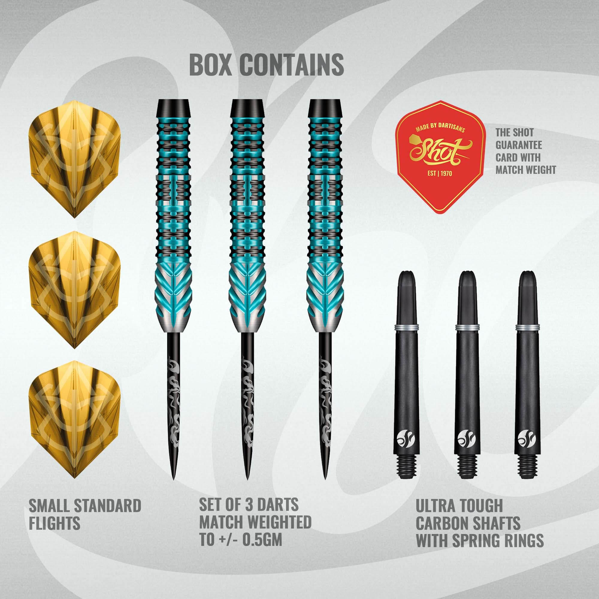 Shot Alchemy Volta Steel Tip Dart Set - 90% Tungsten Darts - 23g 24g 25g