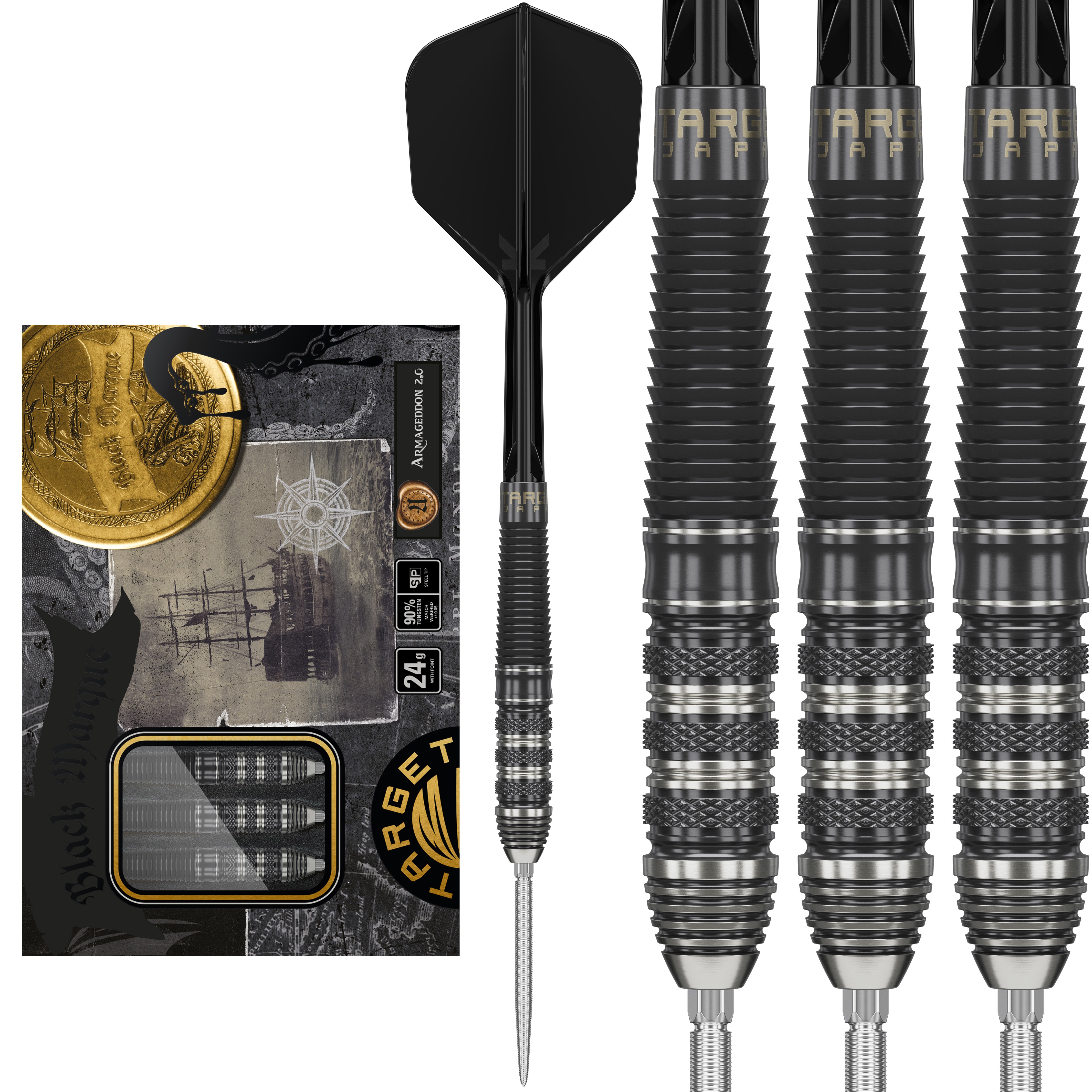 Target Japan Black Marque SP Steel Tip Darts Series - 90% Tungsten - Armageddon - 24g