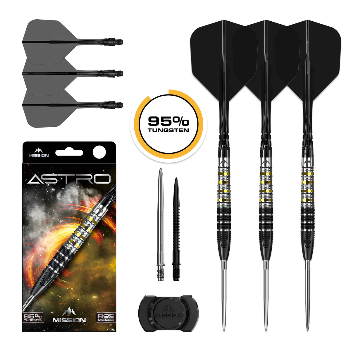Mission Astro R2.5 - 95% Tungsten Steel Tip Darts - 22g 24g
