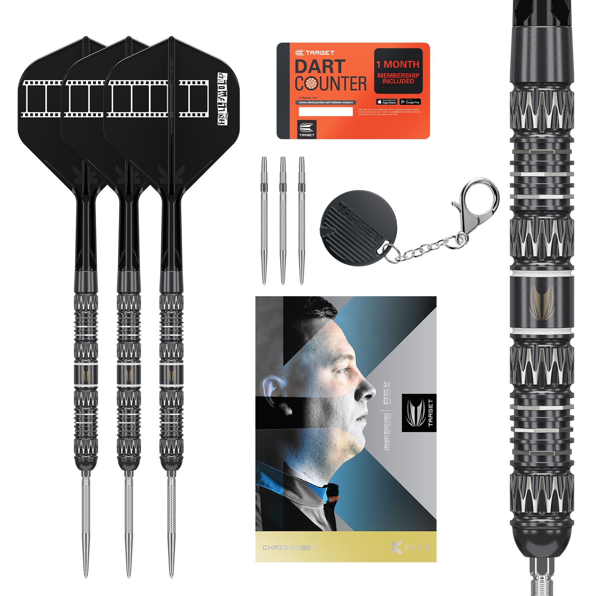 Target Chris 'Hollywood' Dobey 95K - 95% Tungsten Darts - Swiss Point - 22g 23g 24g