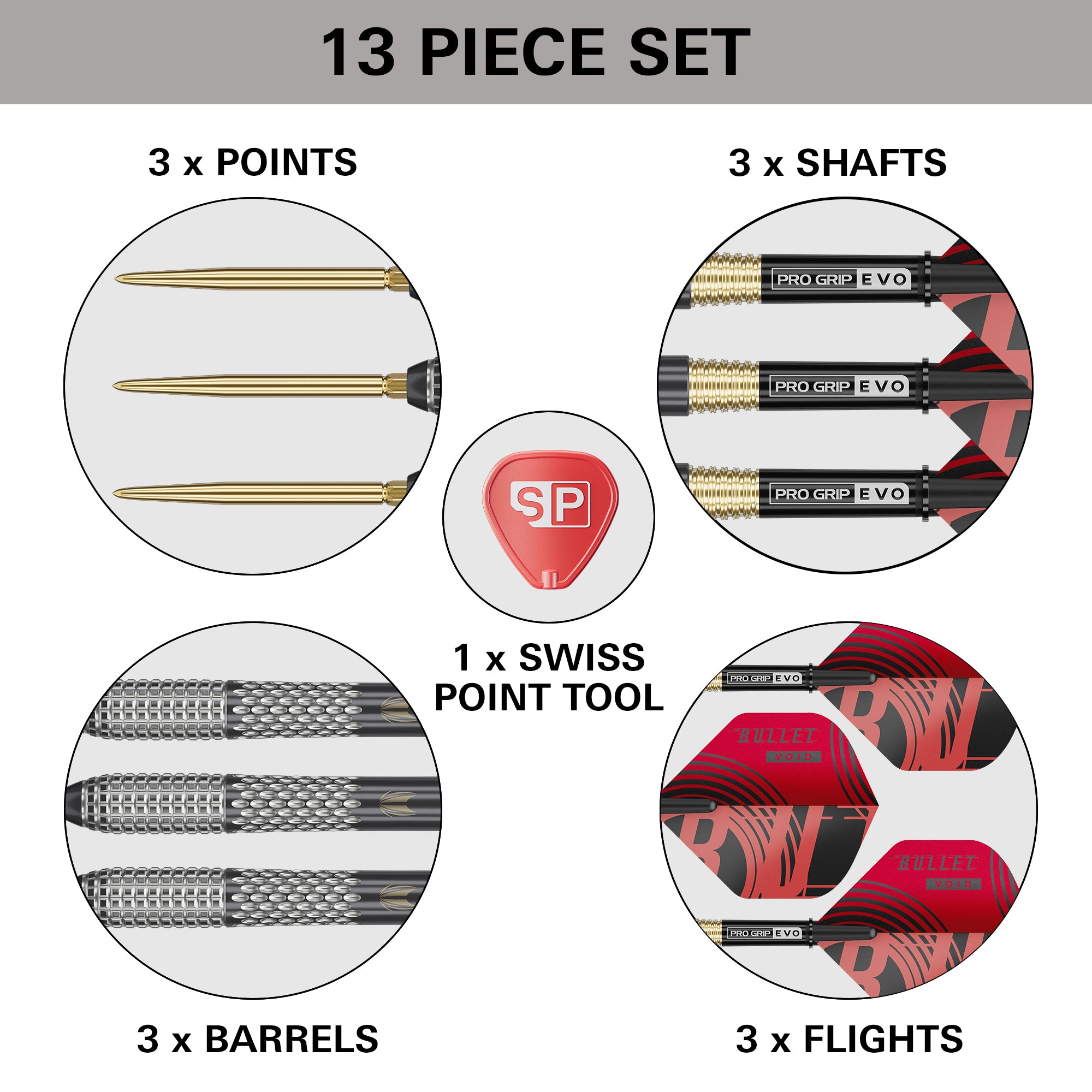 Target Stephen 'The Bullet' Bunting Gen 5 - Void - 95% Tungsten Darts - Swiss Point - 18g - 25g