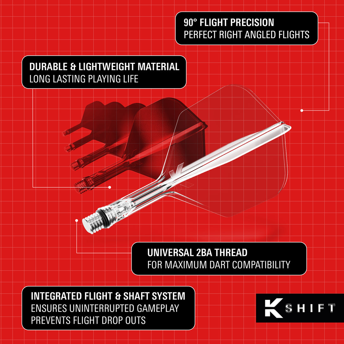 Target K-SHIFT Flights & Shaft System - Spin - Clear - No6 Shape