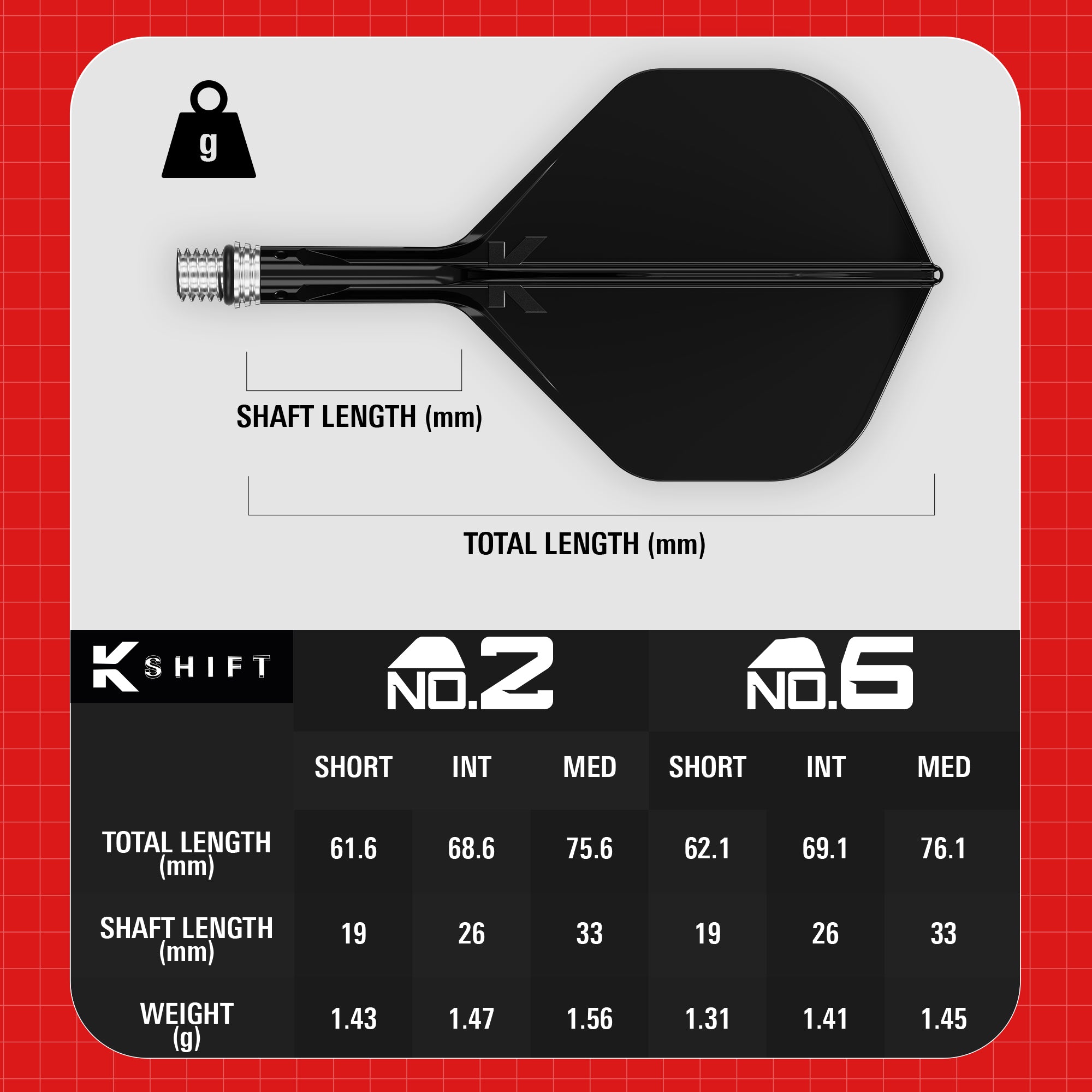 Target K-SHIFT Flights & Shaft System - Spin - Black - No2 Shape