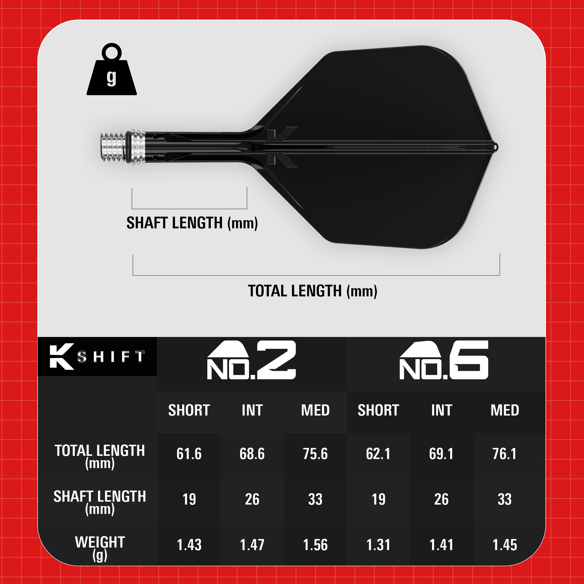 Target K-SHIFT Flights & Shaft System - Spin - Black - No6 Shape