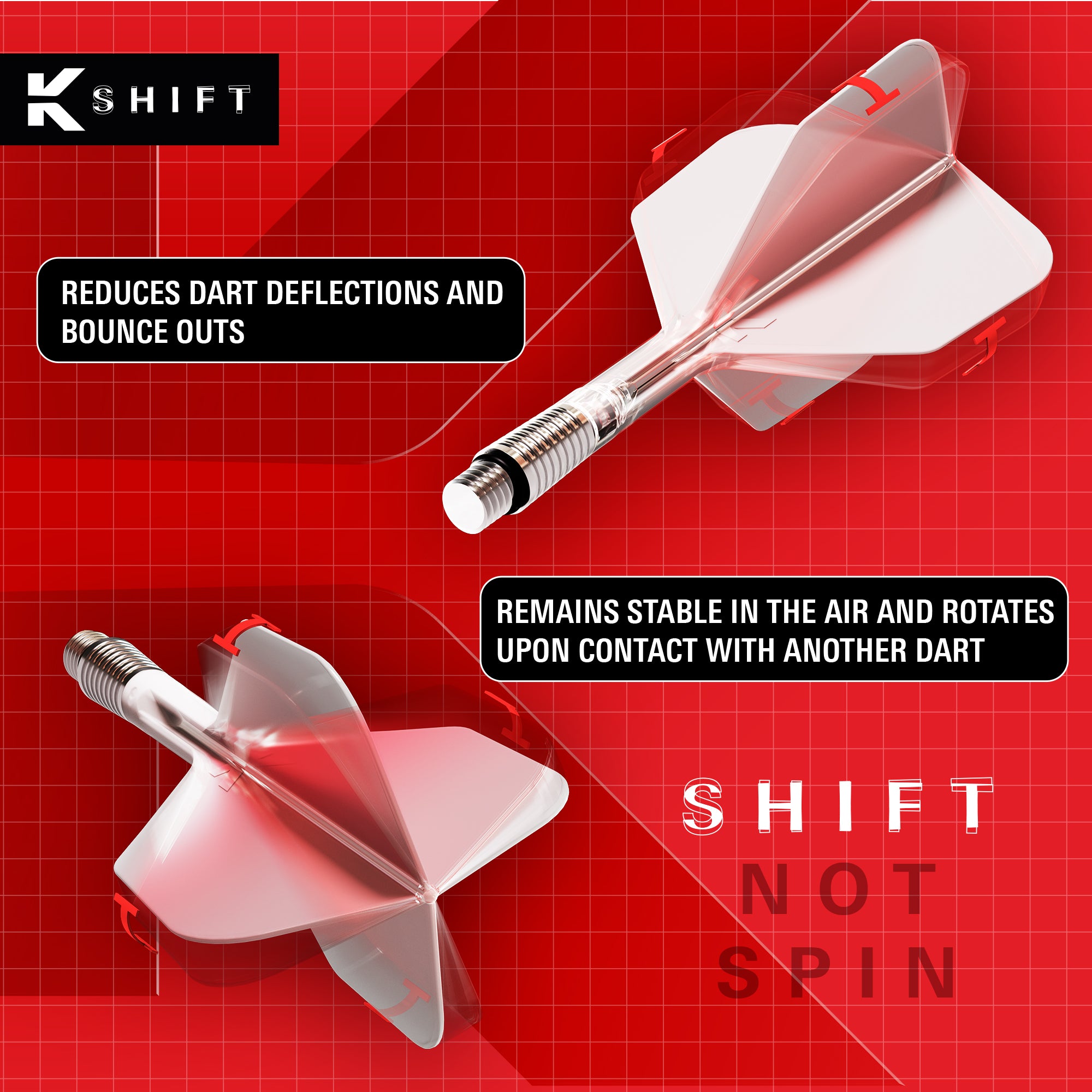 Target K-SHIFT Flights & Shaft System - Spin - Clear - No2 Shape