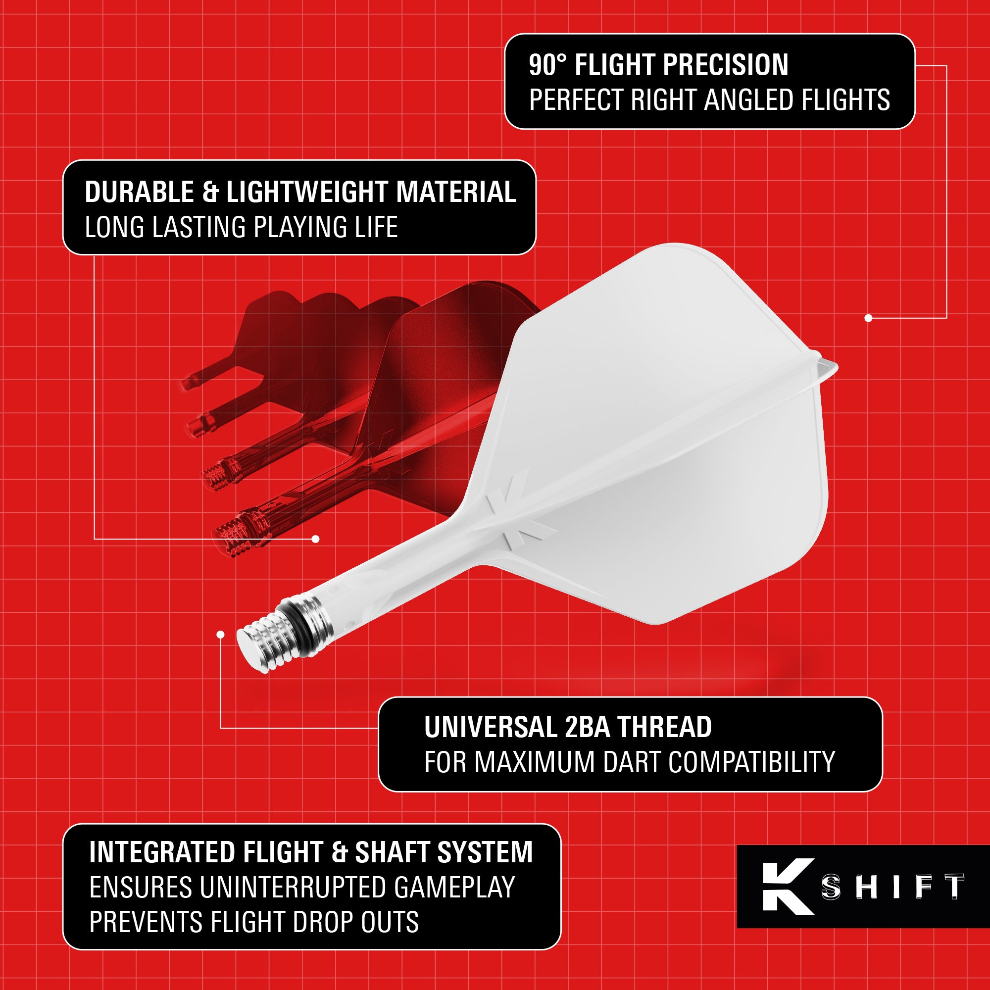 Target K-SHIFT Flights & Shaft System - Spin - White - No6 Shape