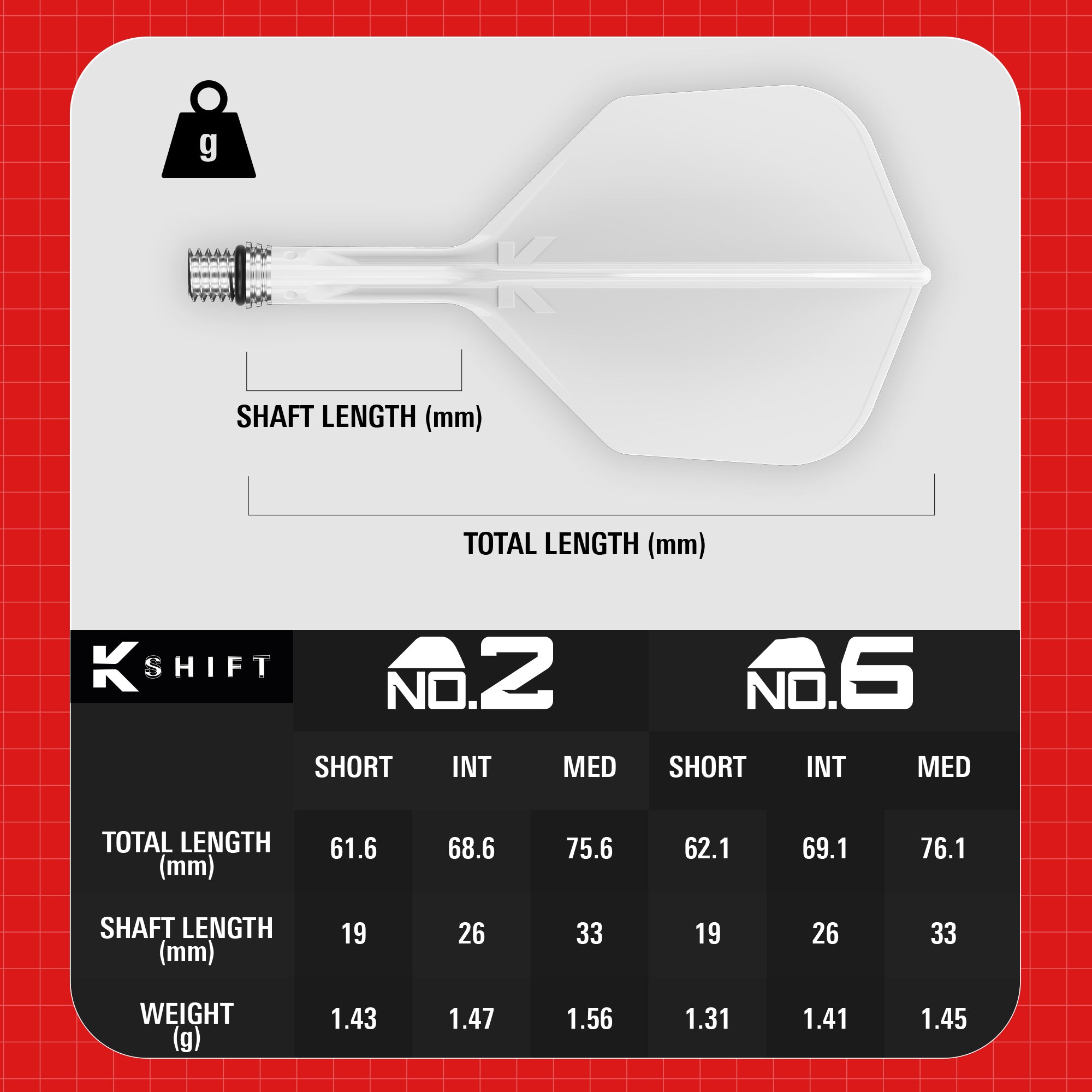 Target K-SHIFT Flights & Shaft System - Spin - White - No6 Shape
