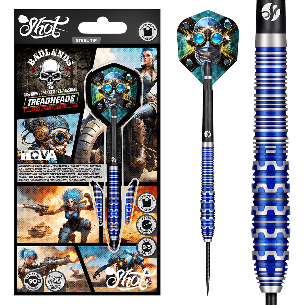 Shot Badlands Tova Steel Tip Dart Set - 90% Tungsten - 23g 24g 25g 26g
