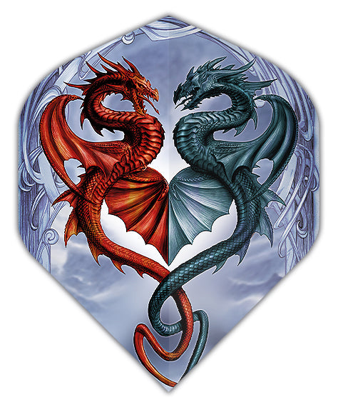 Dragon 100 Micron Standard No2 Shape Dart Flights - Blue and Red