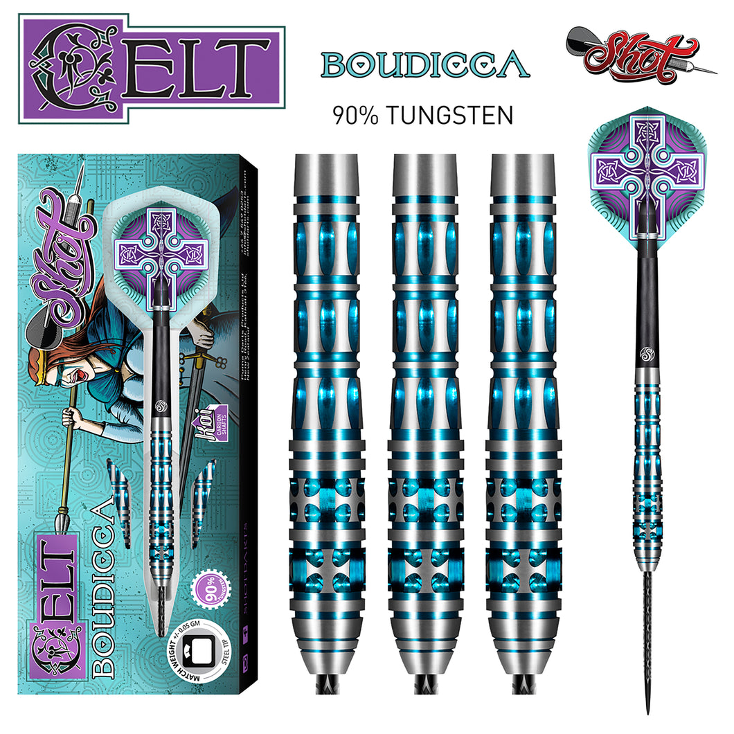 Shot -Celt Boudicca - Steel Tip Dart Set - 90% Tungsten - 23g - 26g