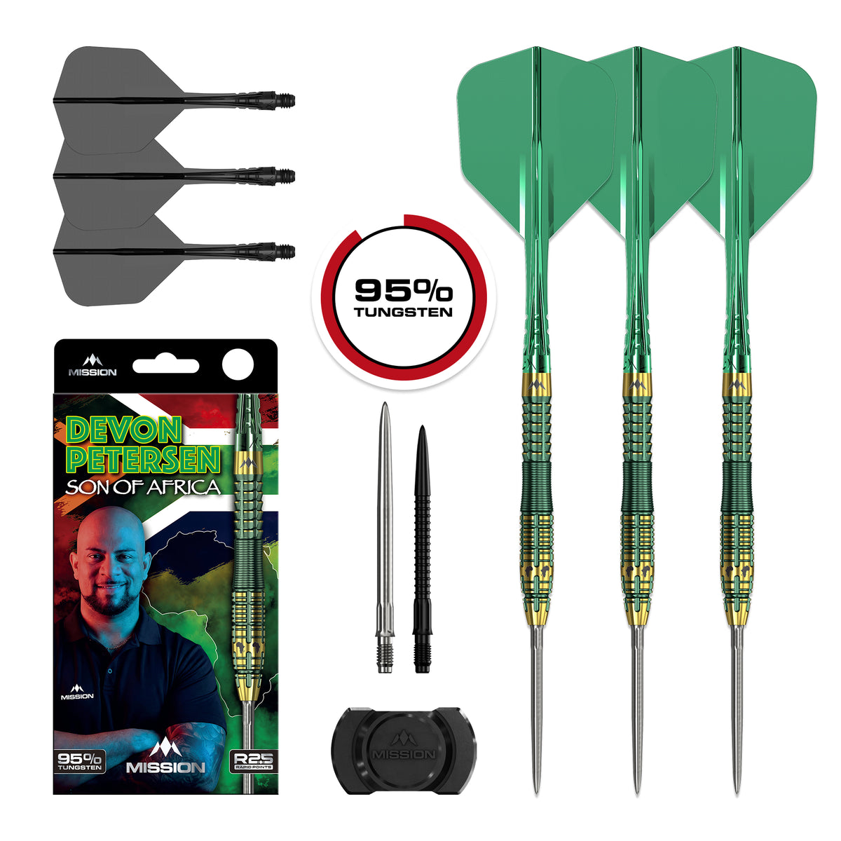 Mission Devon Petersen - R2.5 Rapid Points - 95% Tungsten Steel Tip Darts - 22g 24g