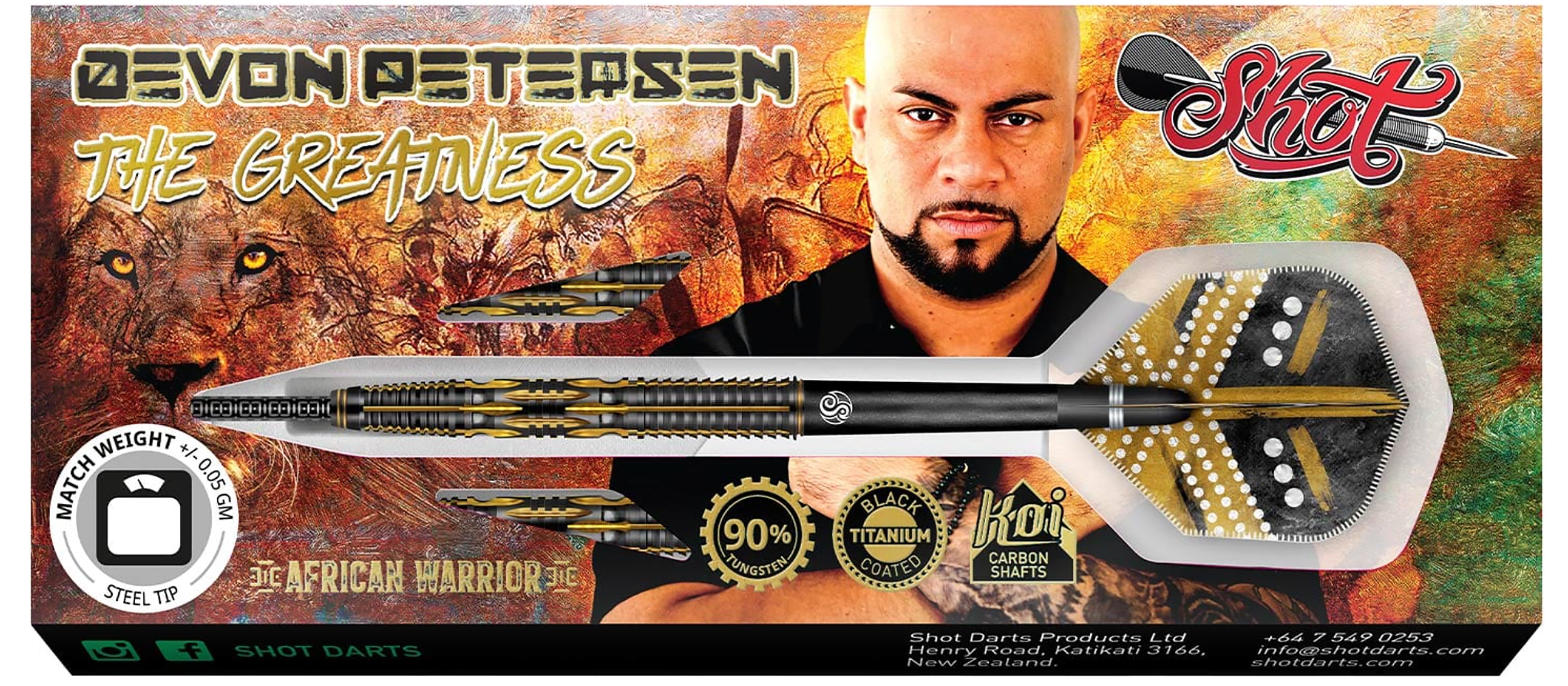 Shot Devon Petersen - Greatness - Steel Tip Dart - 90% Tungsten - 22g